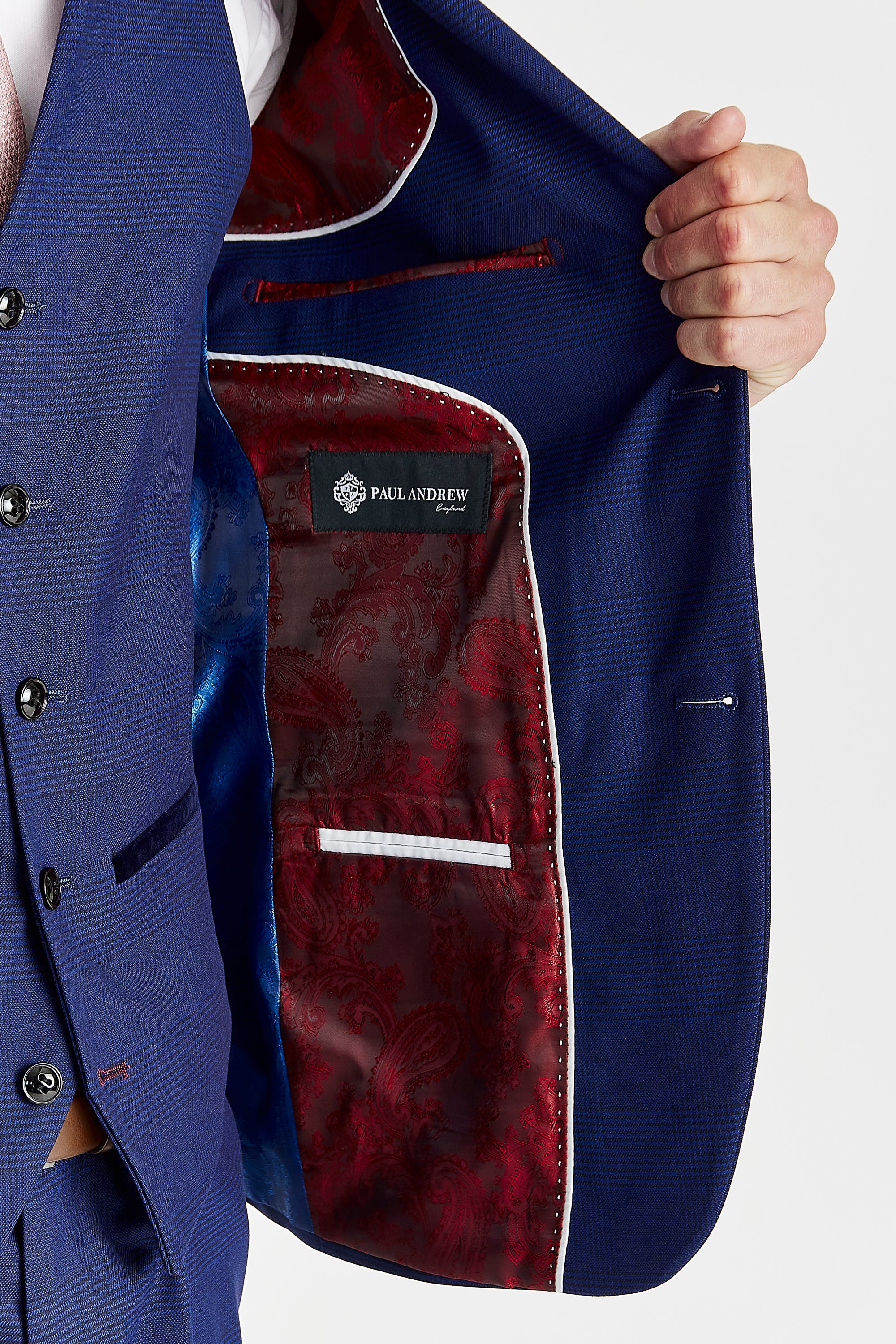 Mark Blue Check Three Piece Suit