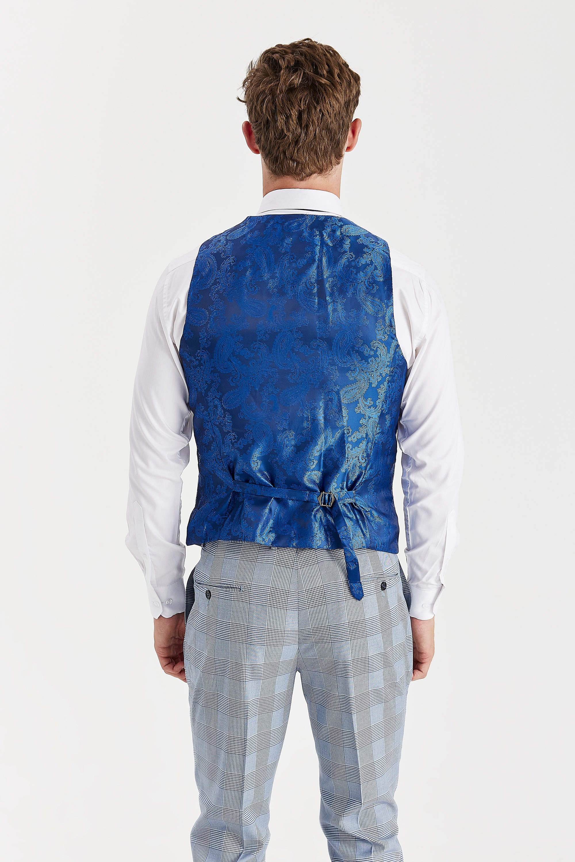 Mark Sky Blue Check Three Piece Suit