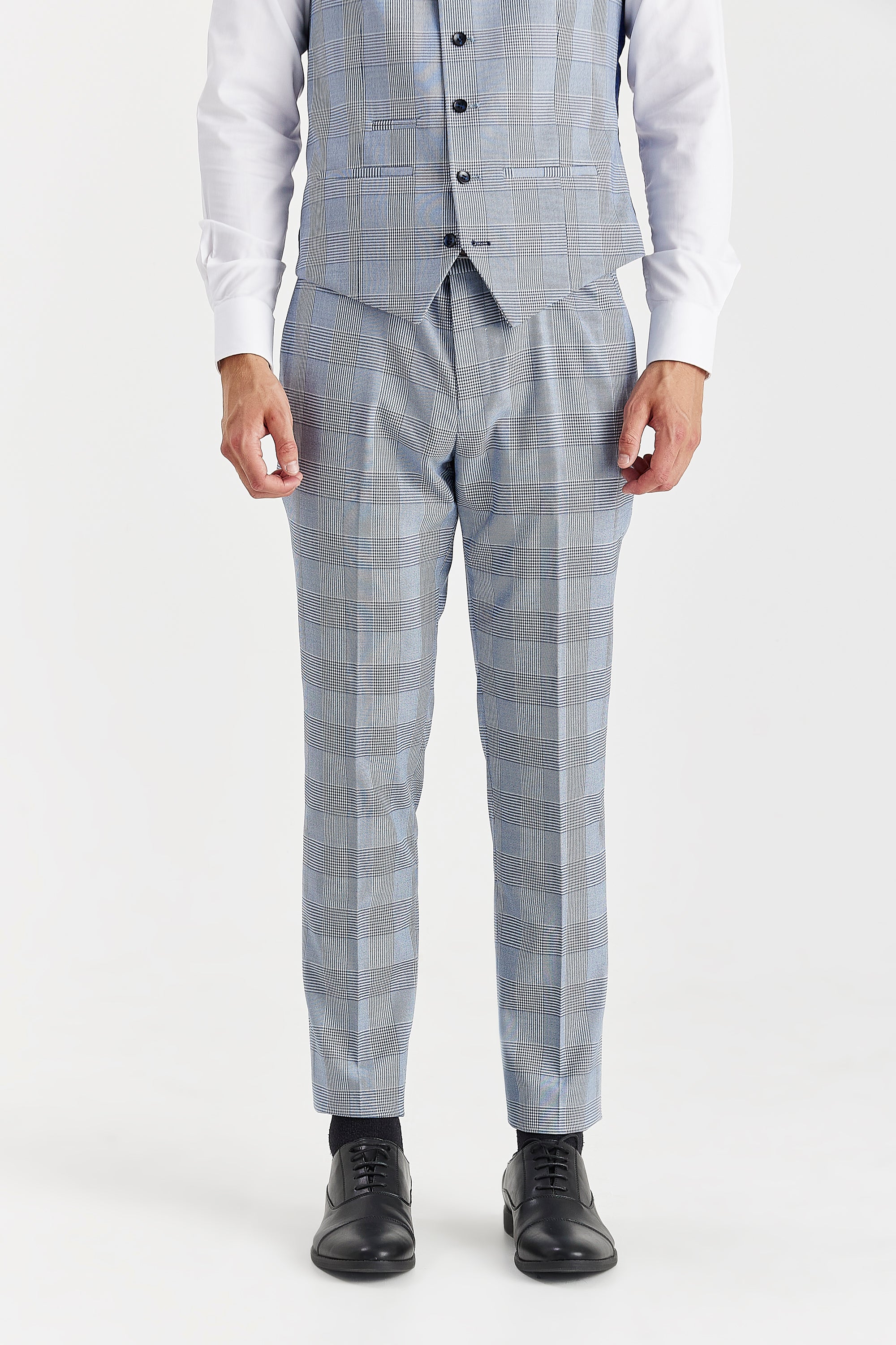 Mark Sky Blue Check Three Piece Suit