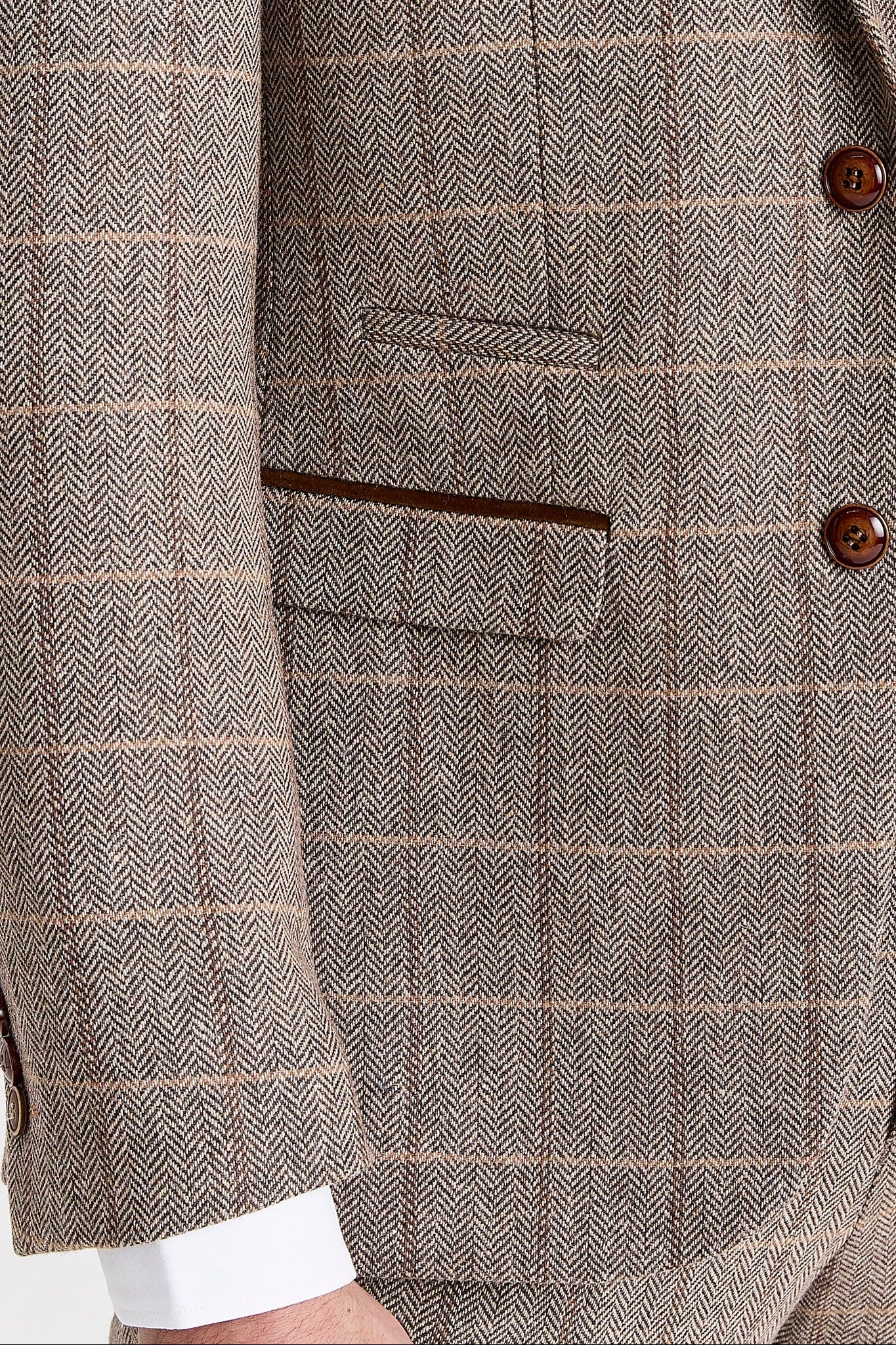 Harris- Men's Brown Herringbone Tweed Check Blazer