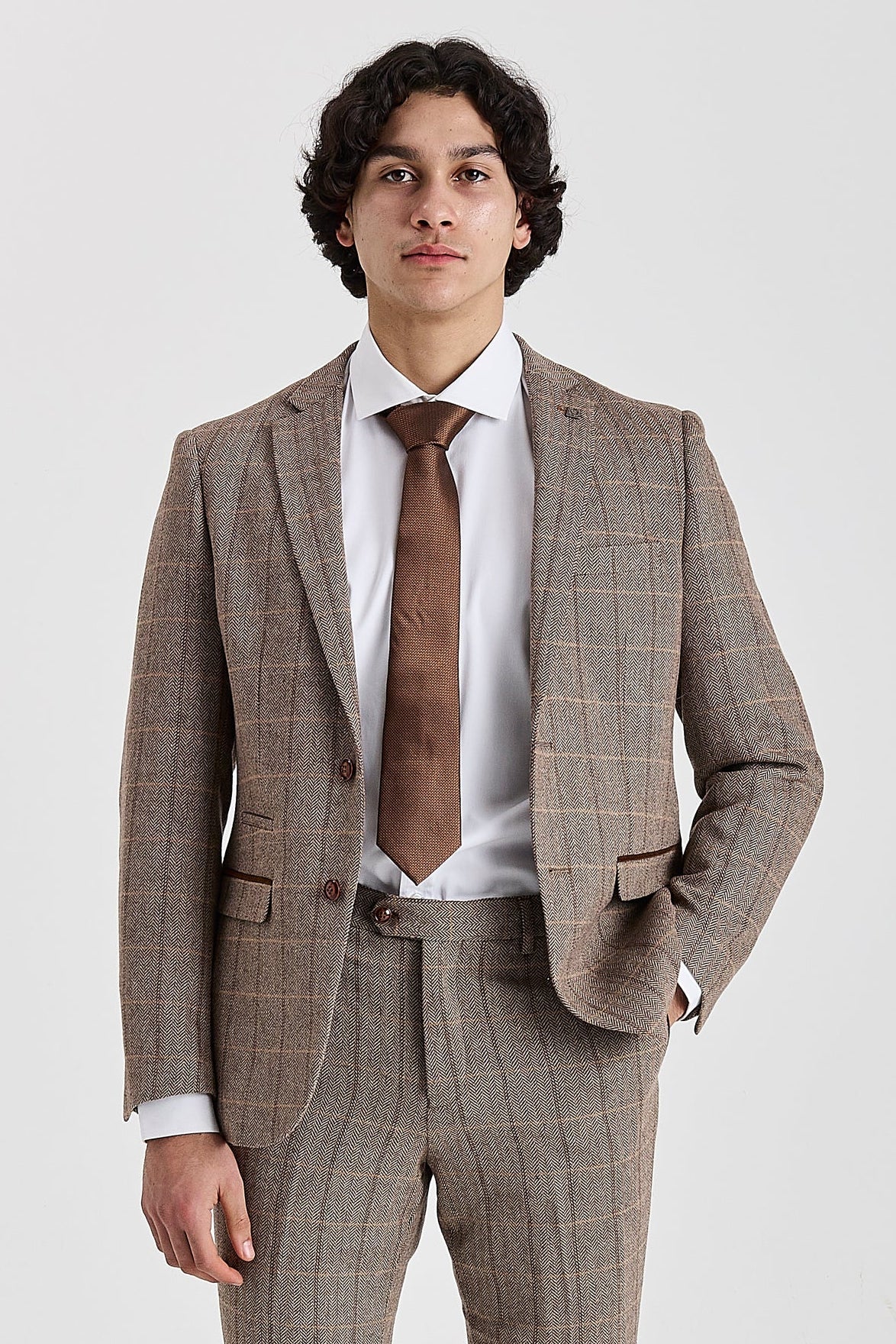 Harris Brown Herringbone Tweed Check Two Piece Suit