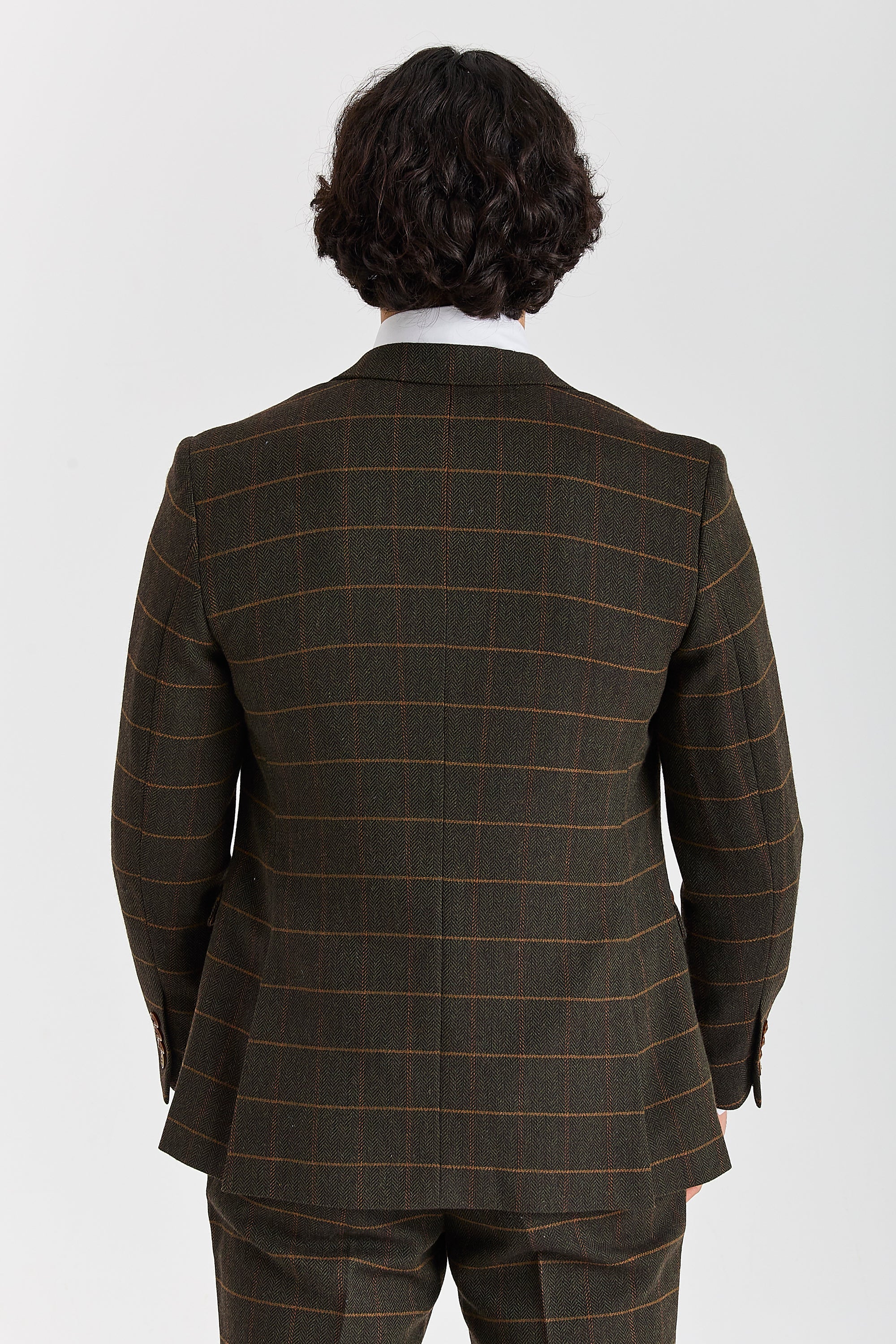Harris - Men's Green Herringbone Tweed Check Blazer