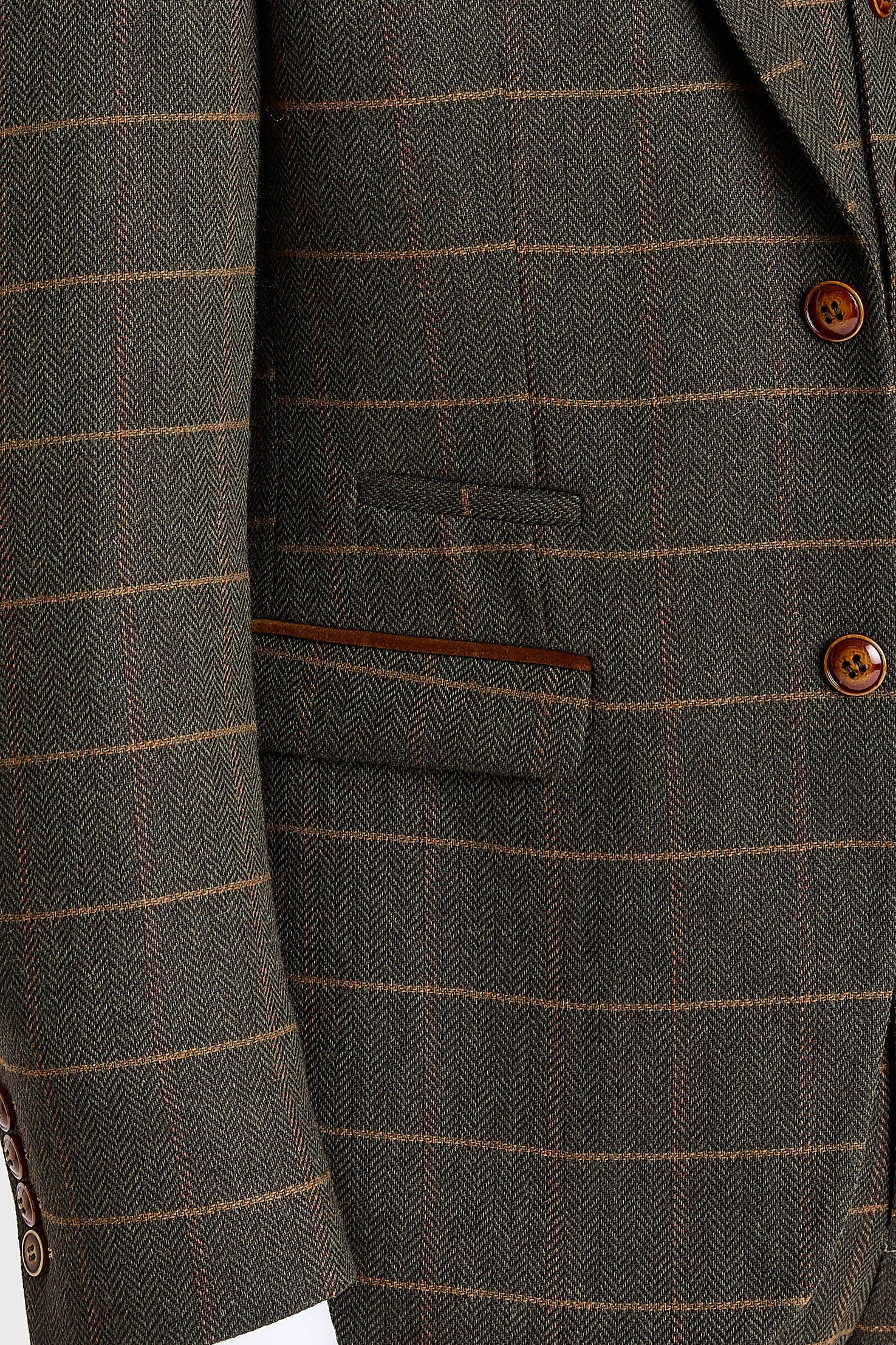 Harris - Men's Green Herringbone Tweed Check Blazer