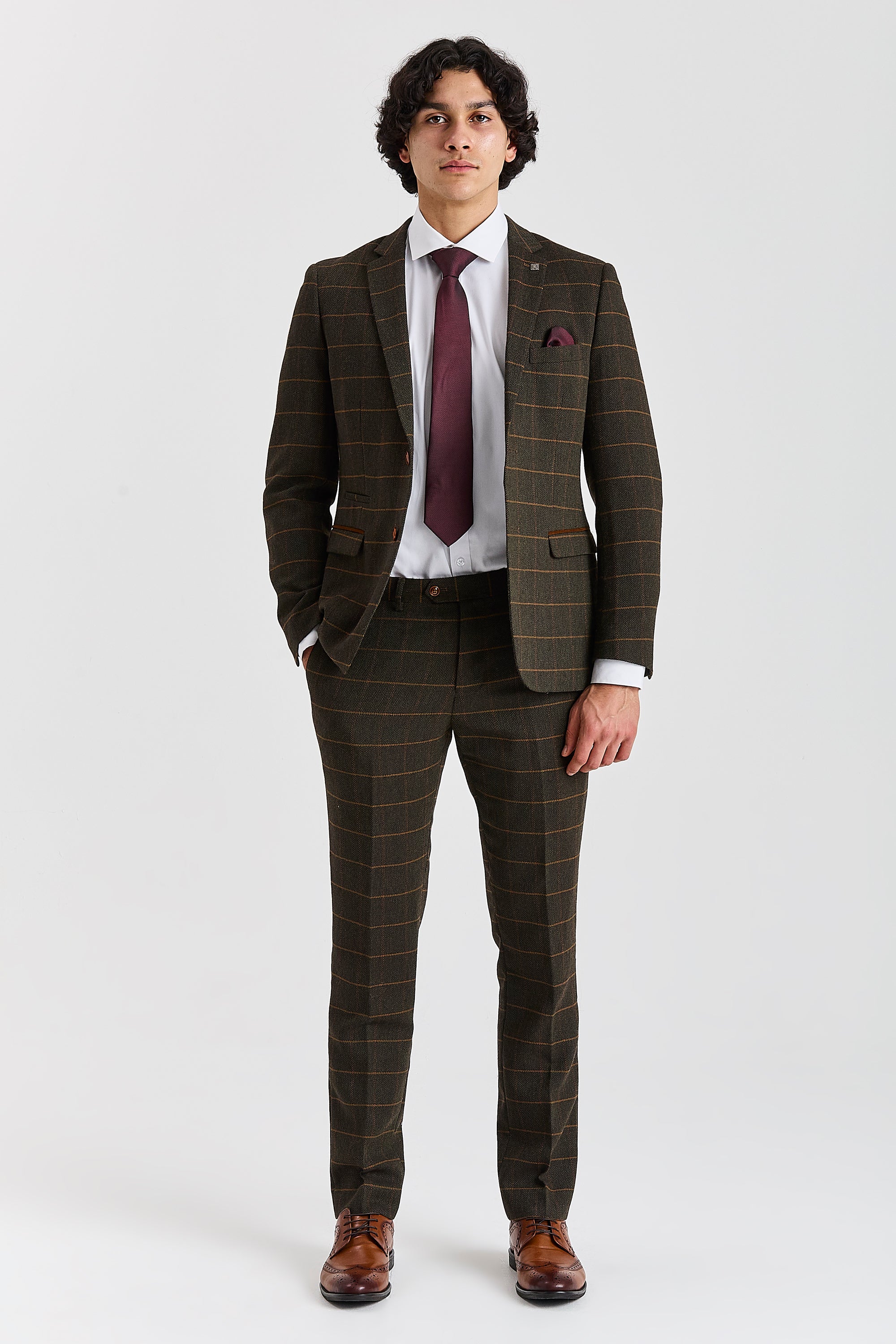 Harris Green Herringbone Tweed Check Two Piece Suit