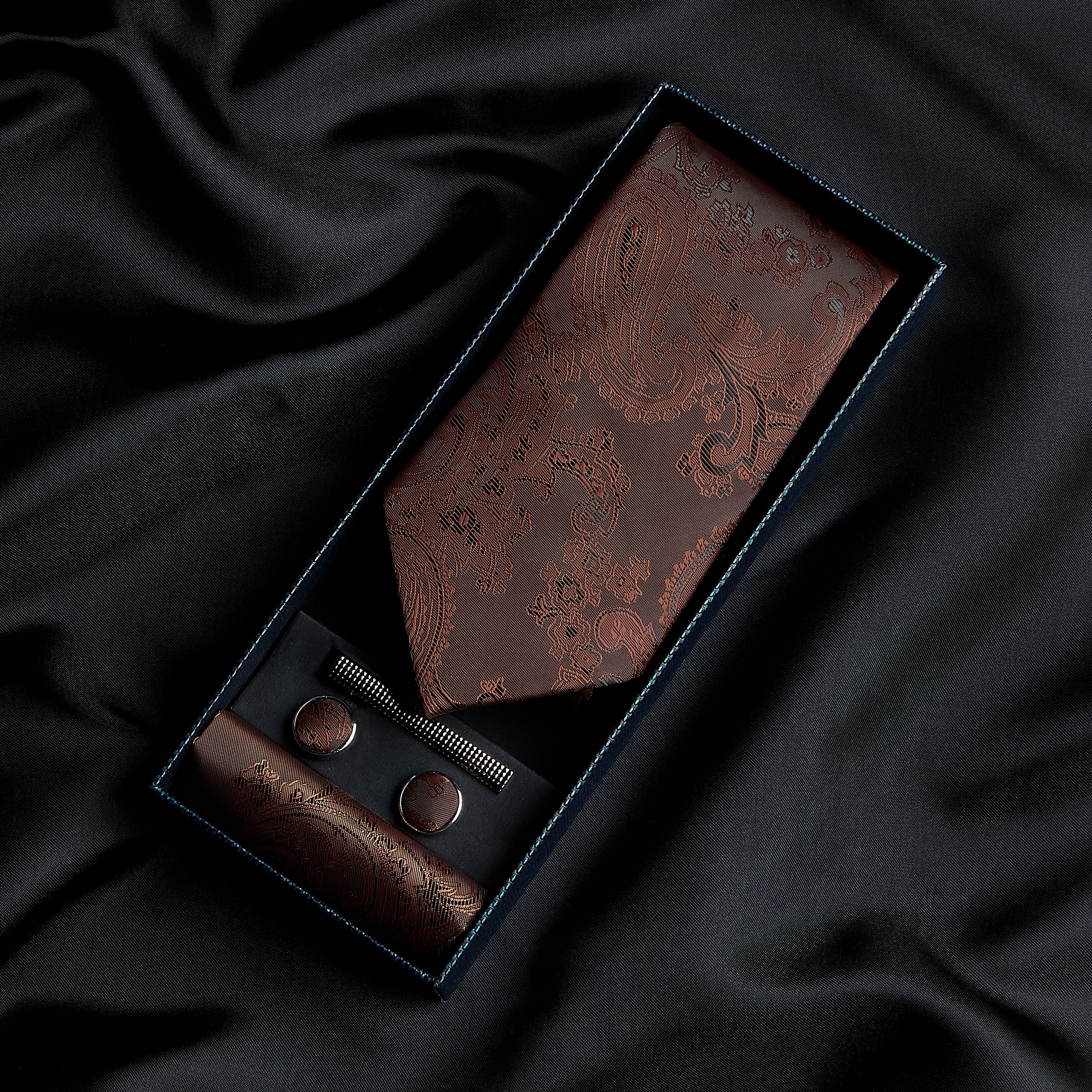 Paul Andrew - Dark Brown Paisley Tie Set