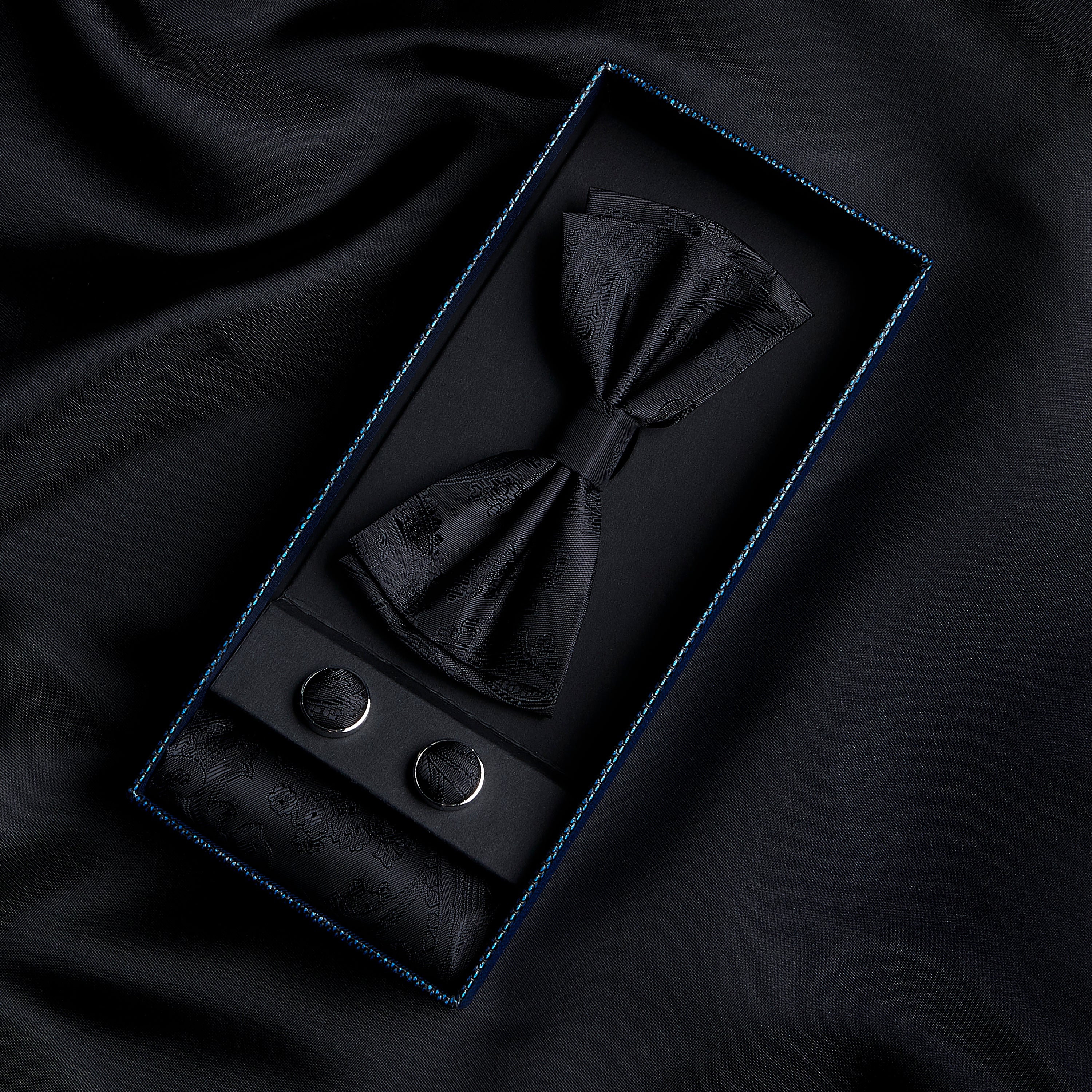 Paul Andrew - Black Paisley Bow Tie Set