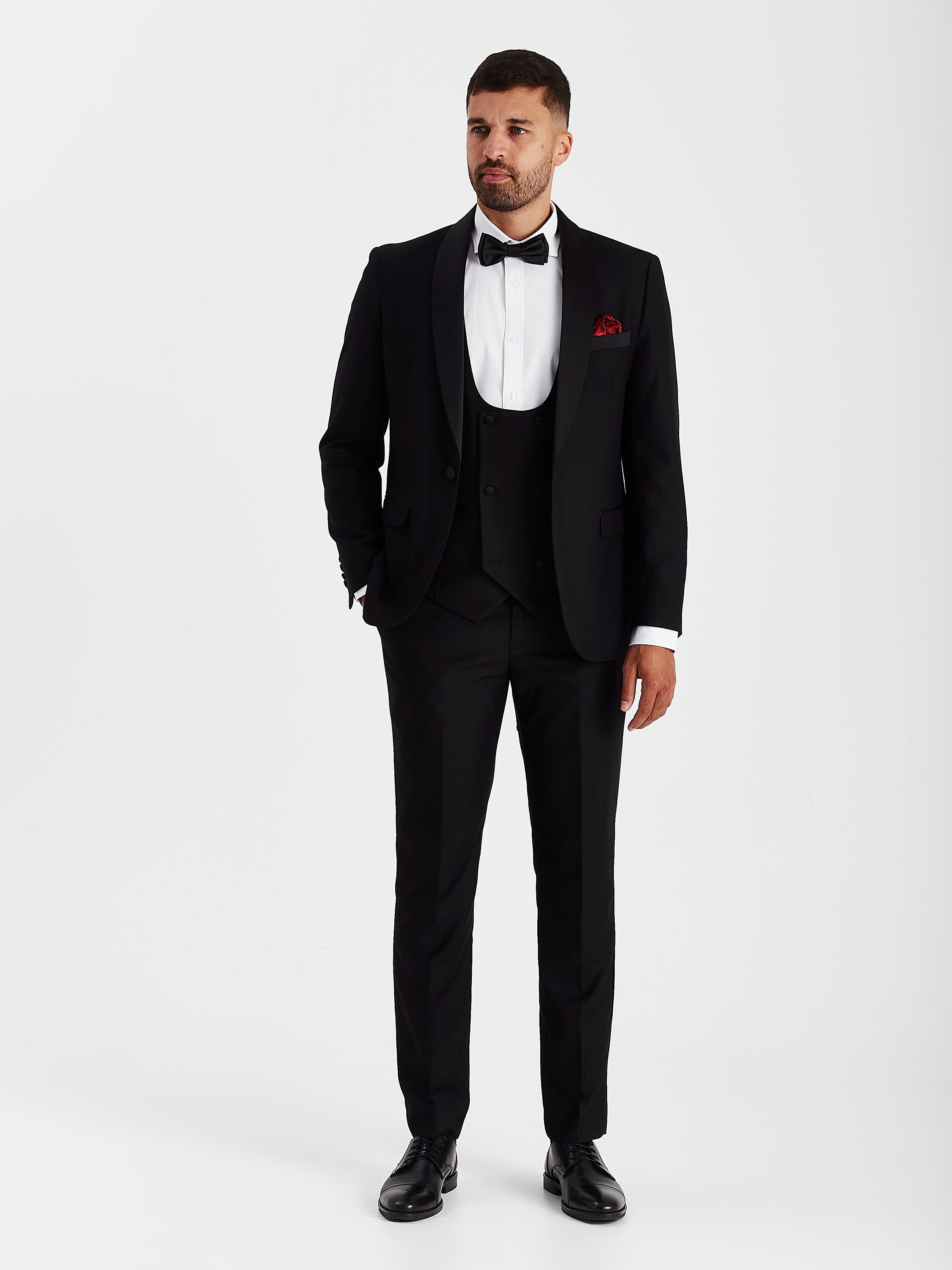 Ford Men's Black Three Piece Tuxedo
