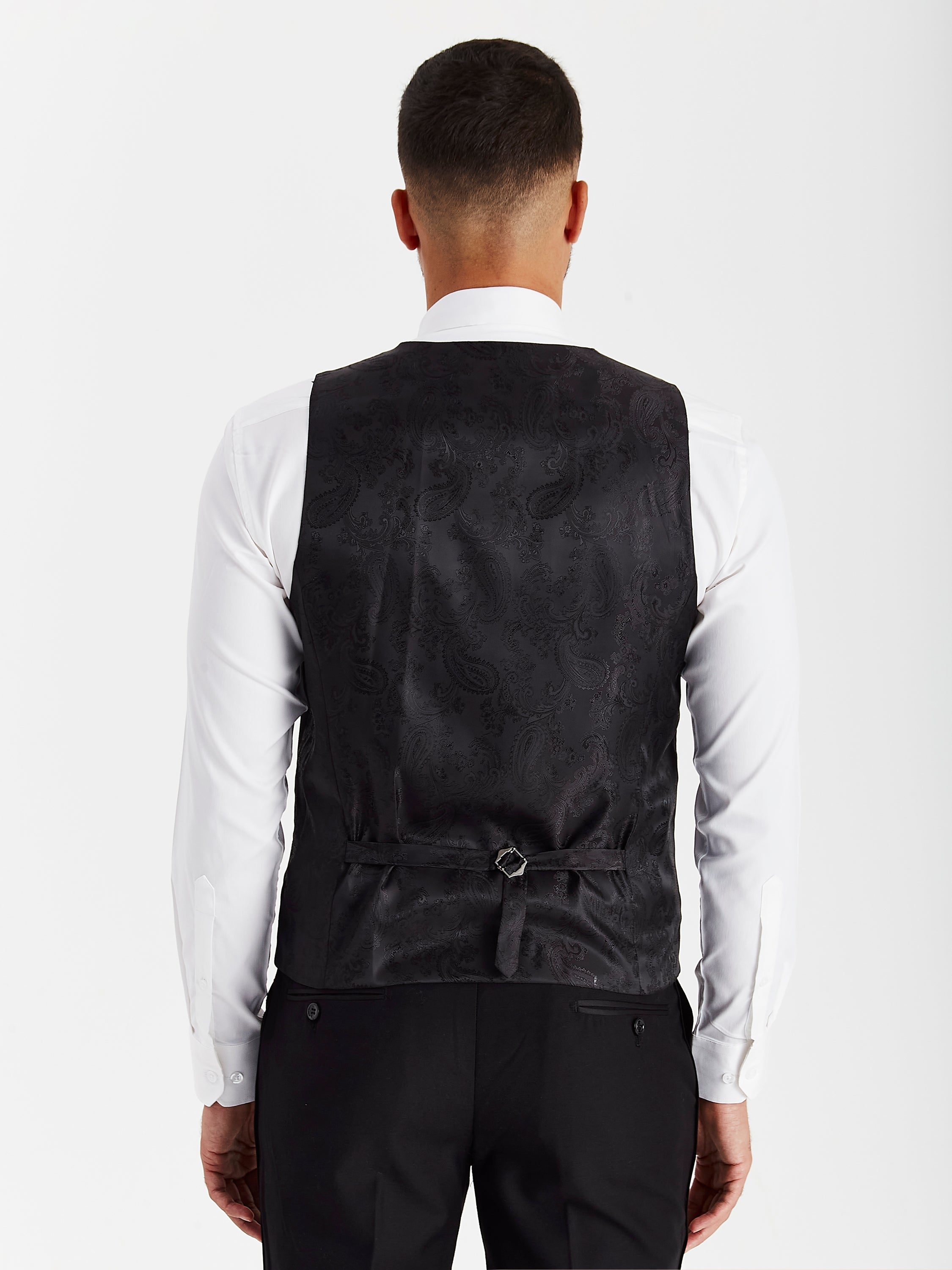 Ford - Men's Black Double-Breasted Waistcoat
