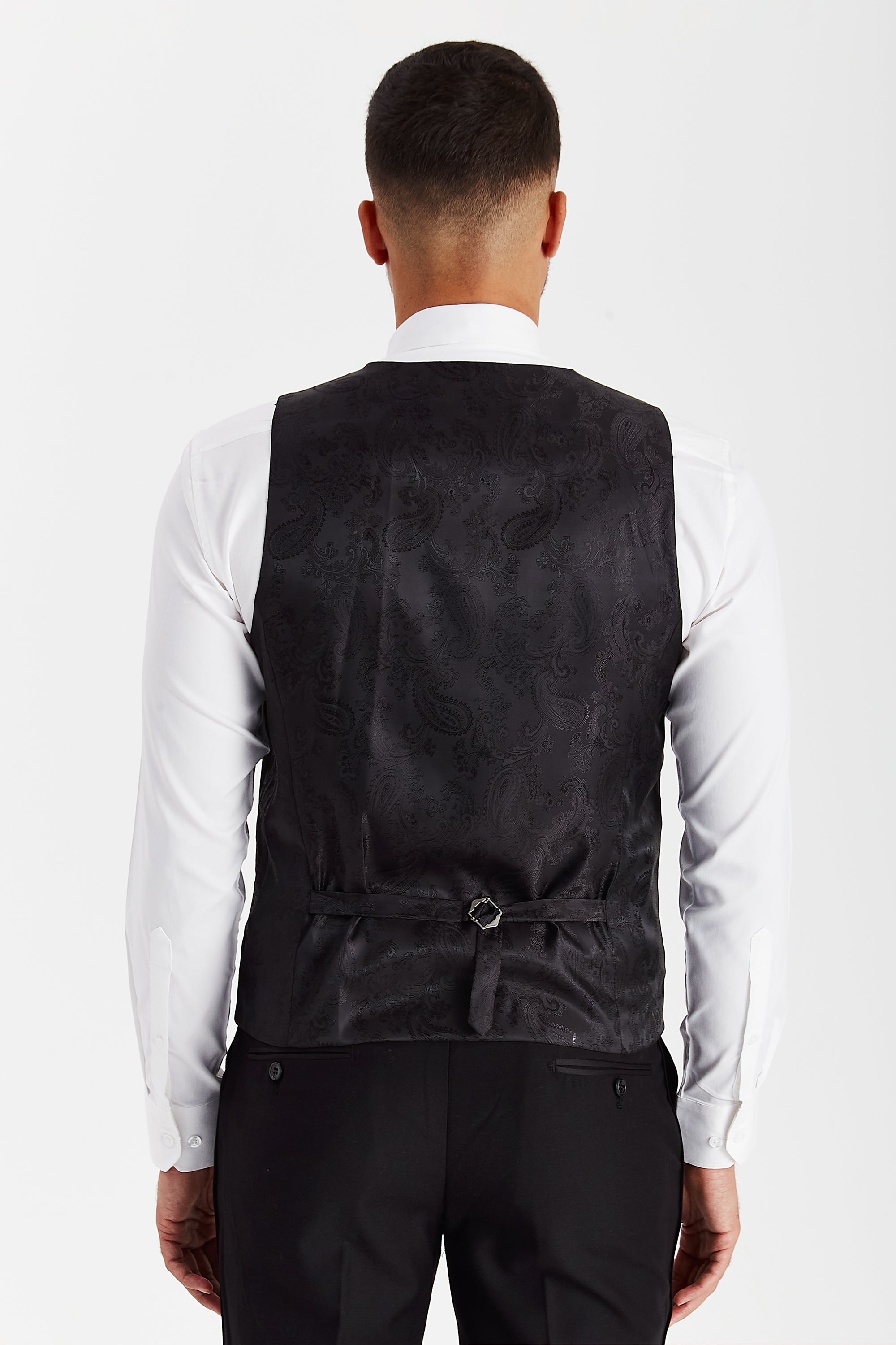 Ford - Men's Black Double-Breasted Waistcoat