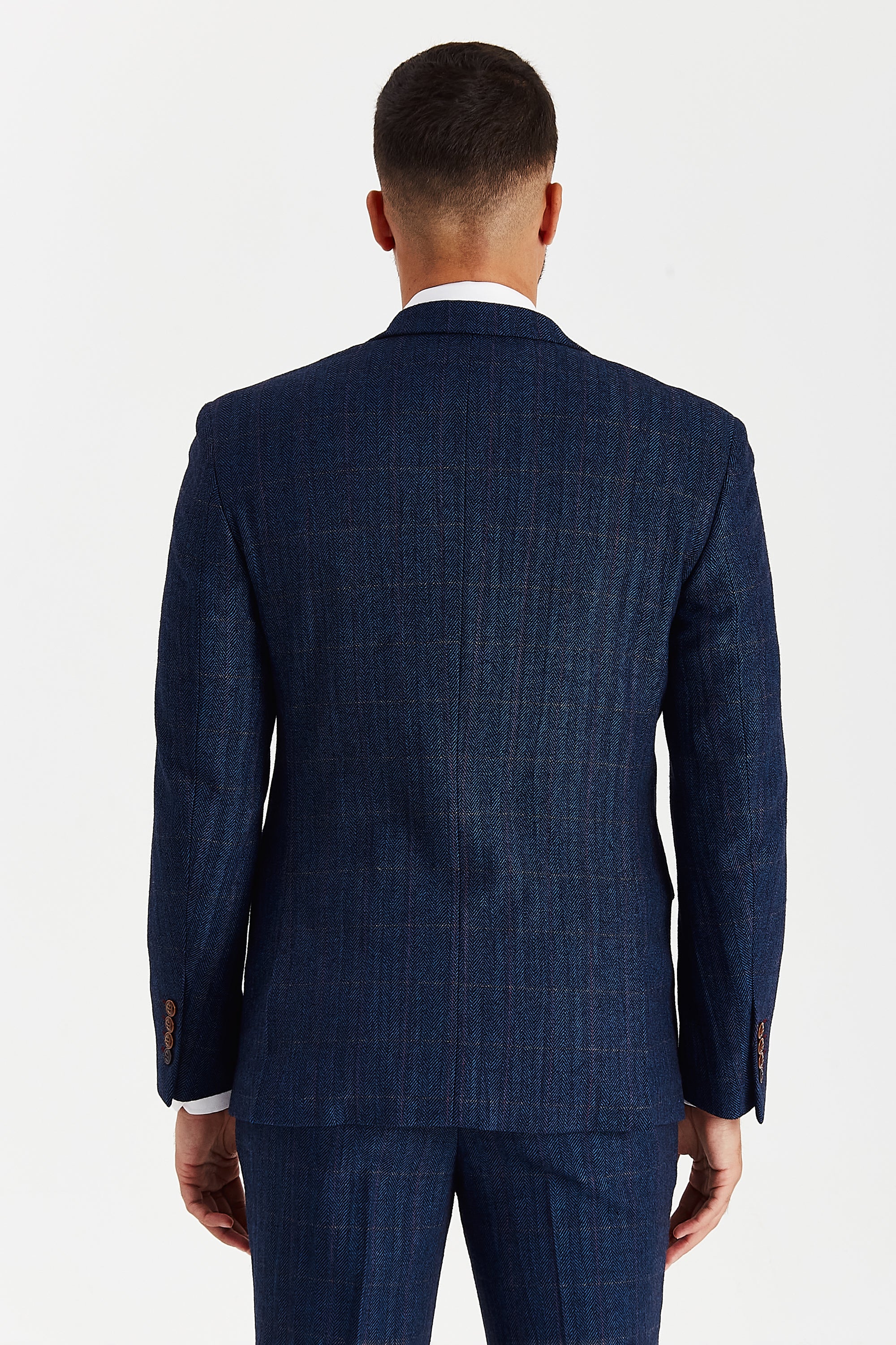 Scott Navy Tweed Check Three Piece Suit