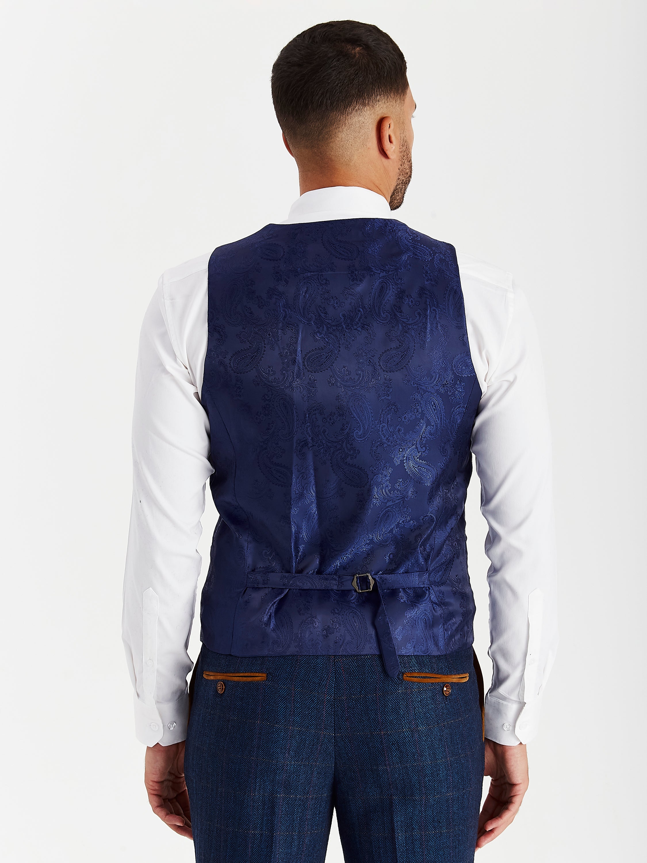 Scott - Men's Navy Tweed Waistcoat