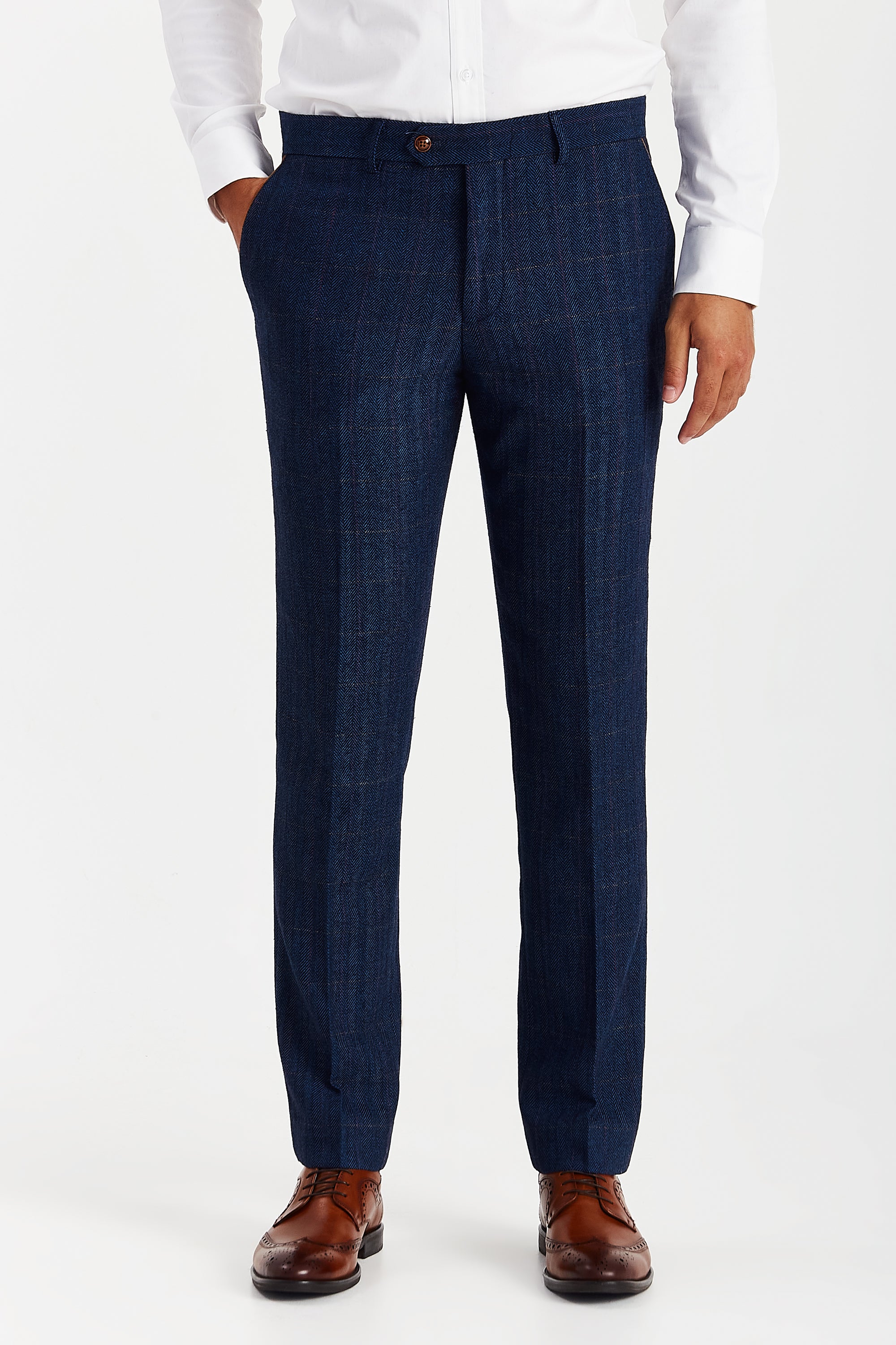 Scott Navy Tweed Check Three Piece Suit