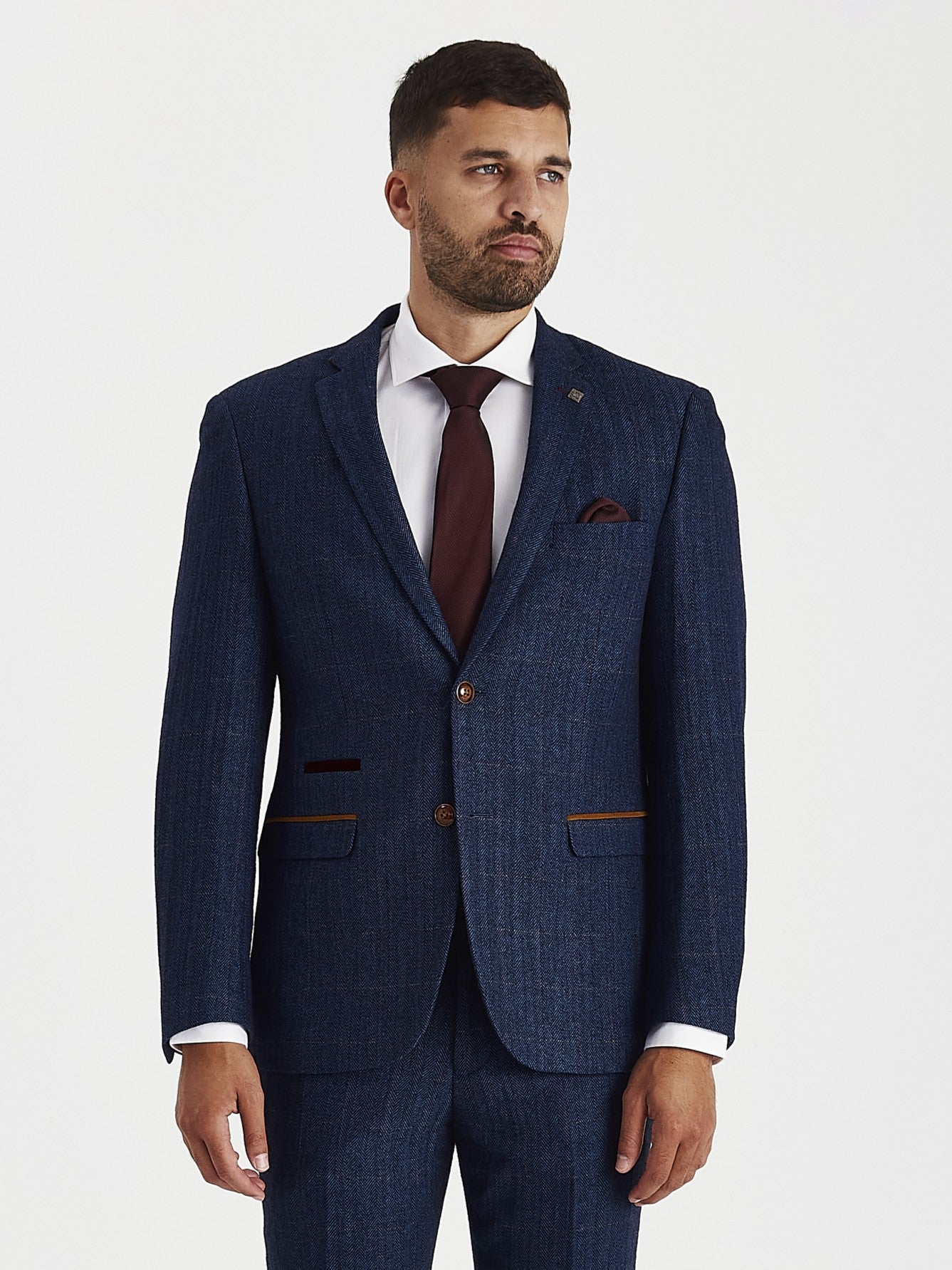 Scott - Men's Navy Tweed Check Blazer