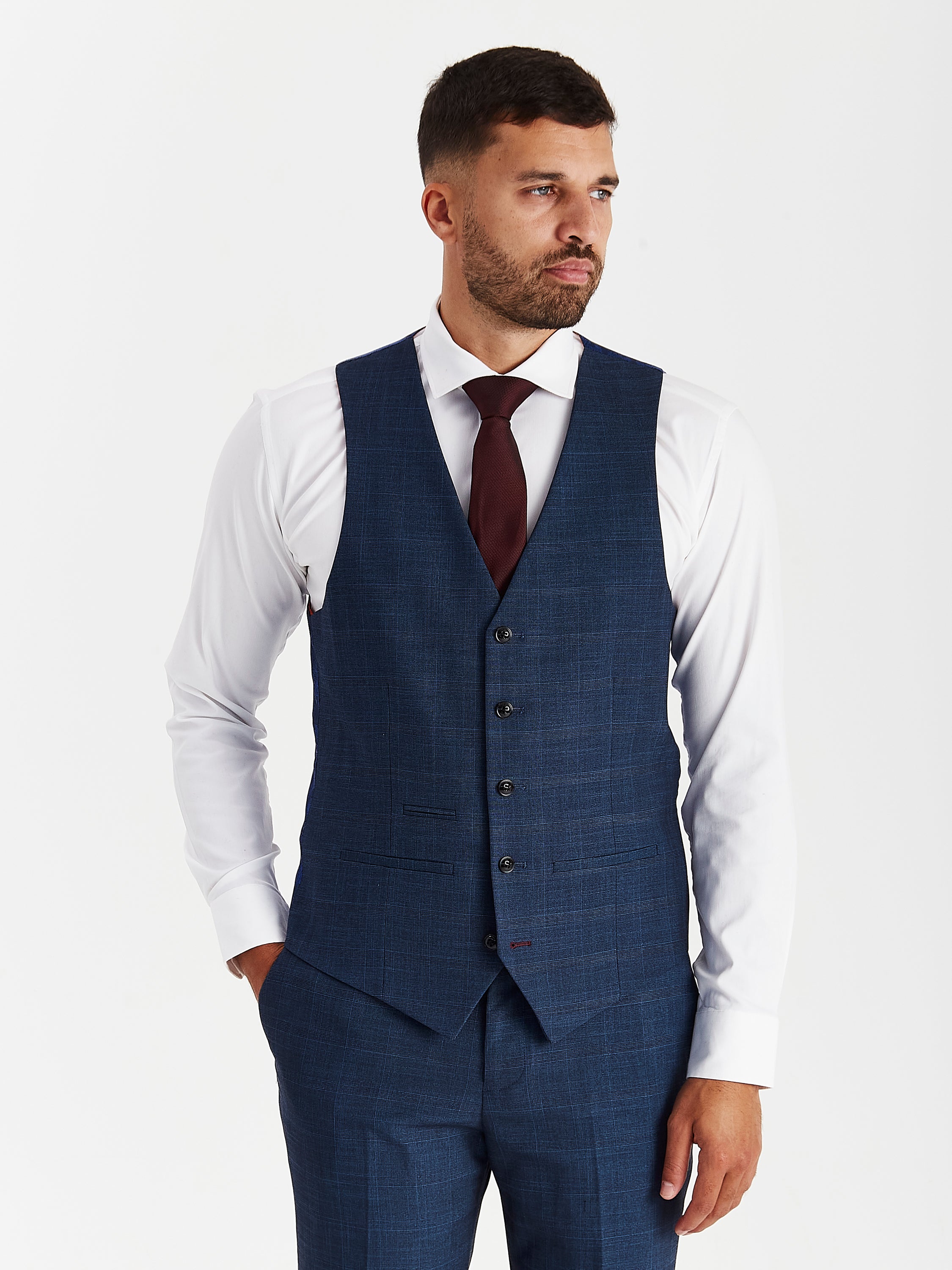Viceroy - Mens Navy Check Waistcoat