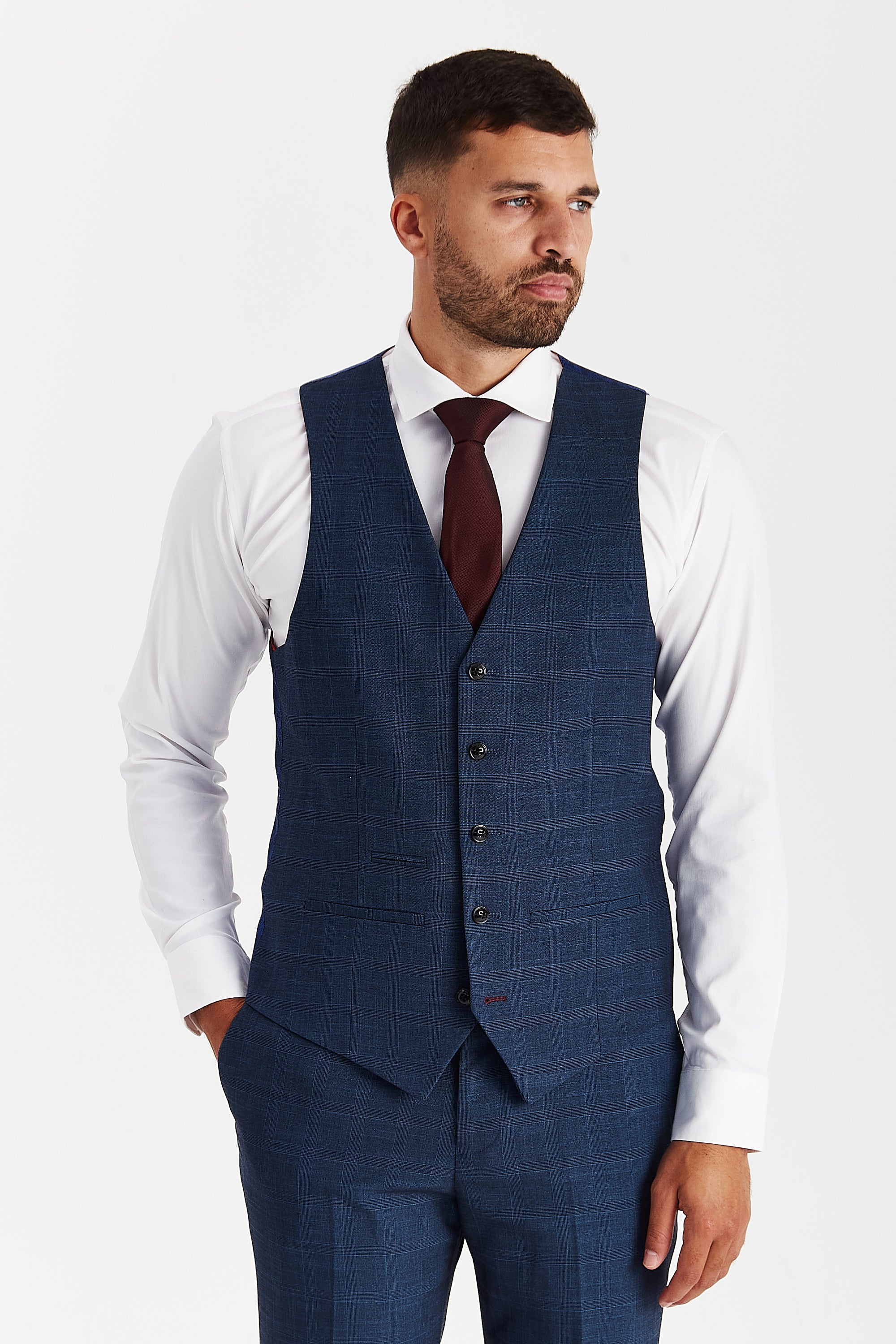 Viceroy - Mens Navy Check Waistcoat