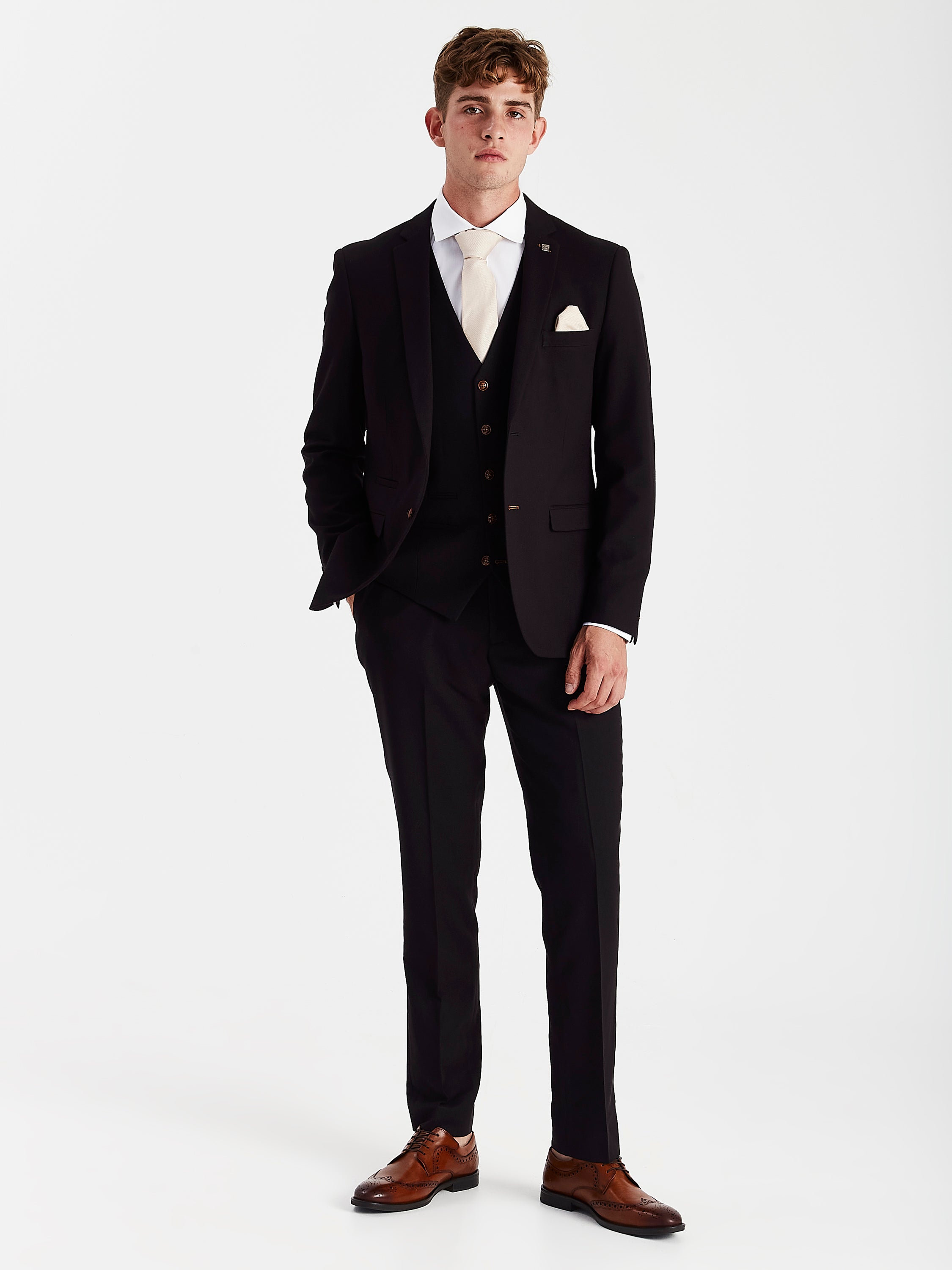 Mayfair Black Textured Three Piece Suit