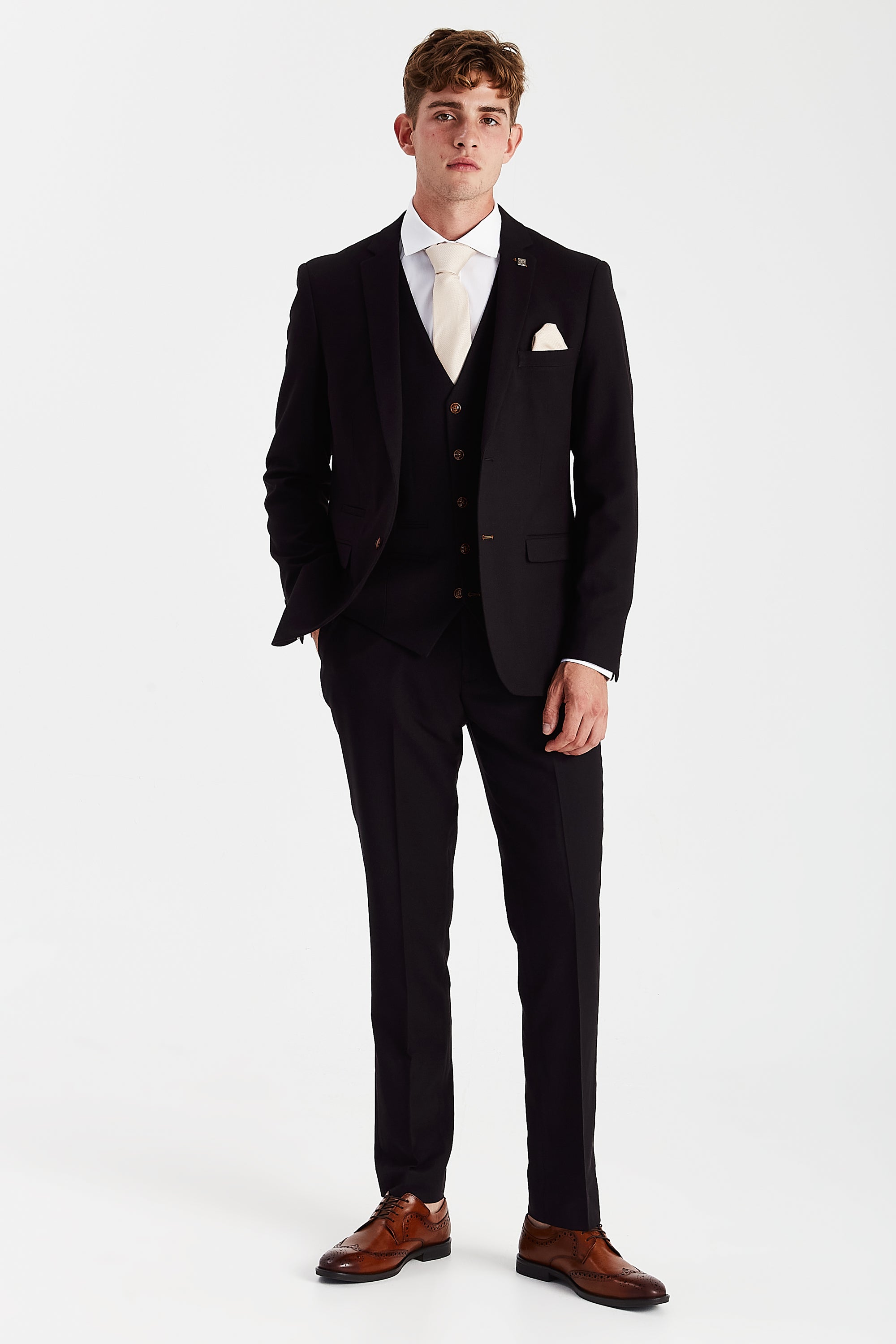Mayfair Black Textured Three Piece Suit