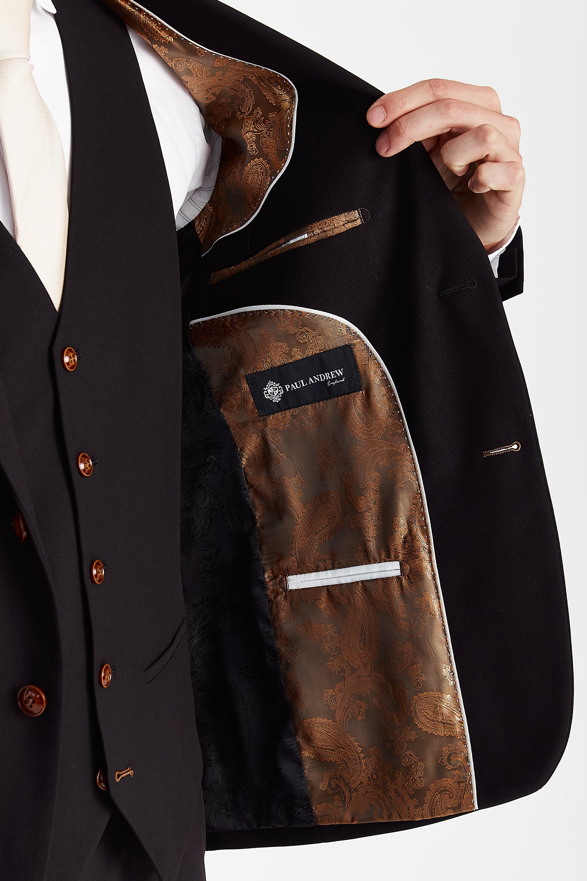 Mayfair Black Textured Three Piece Suit