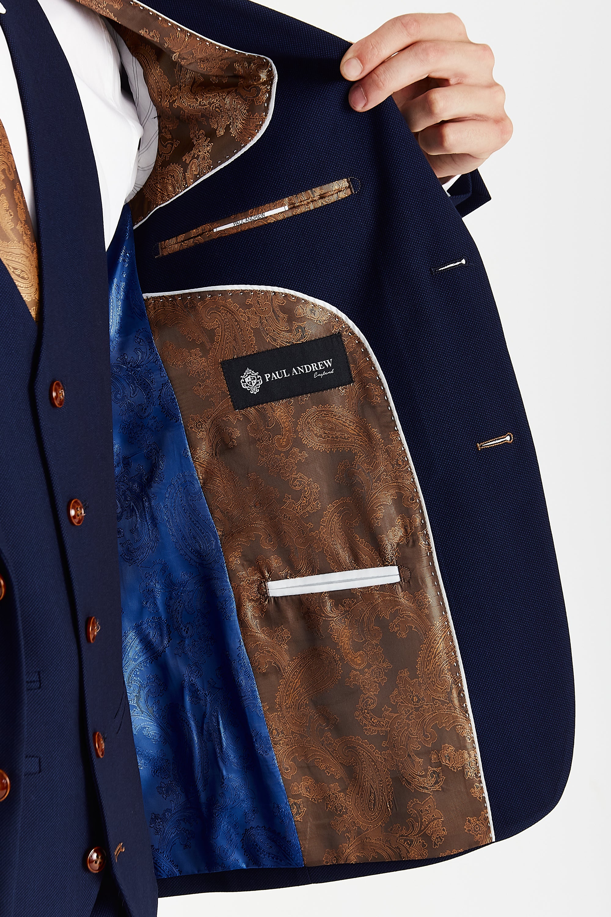 Mayfair Navy Textured Three Piece Suit