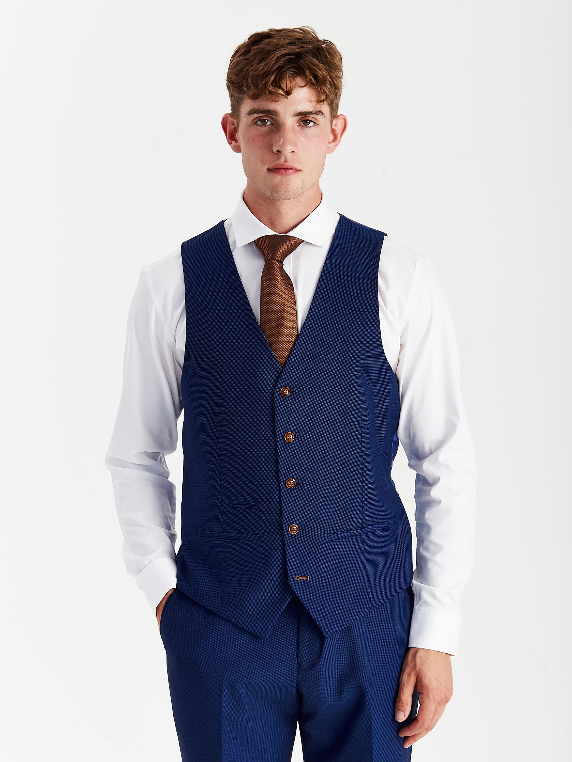 Mayfair - Men's Blue Textured Waiscoat