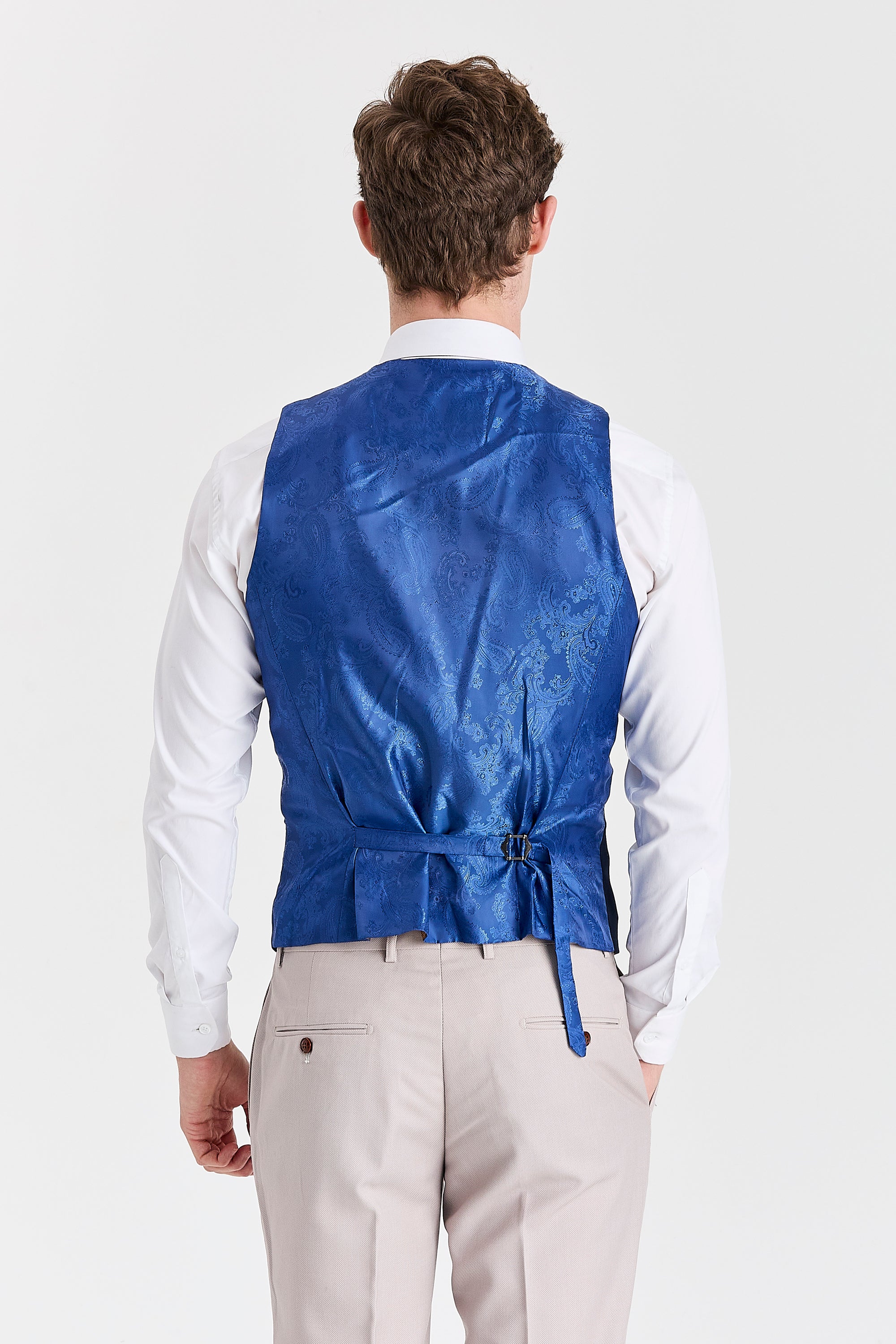 Mayfair Stone Textured Suit With Navy Waistcoat