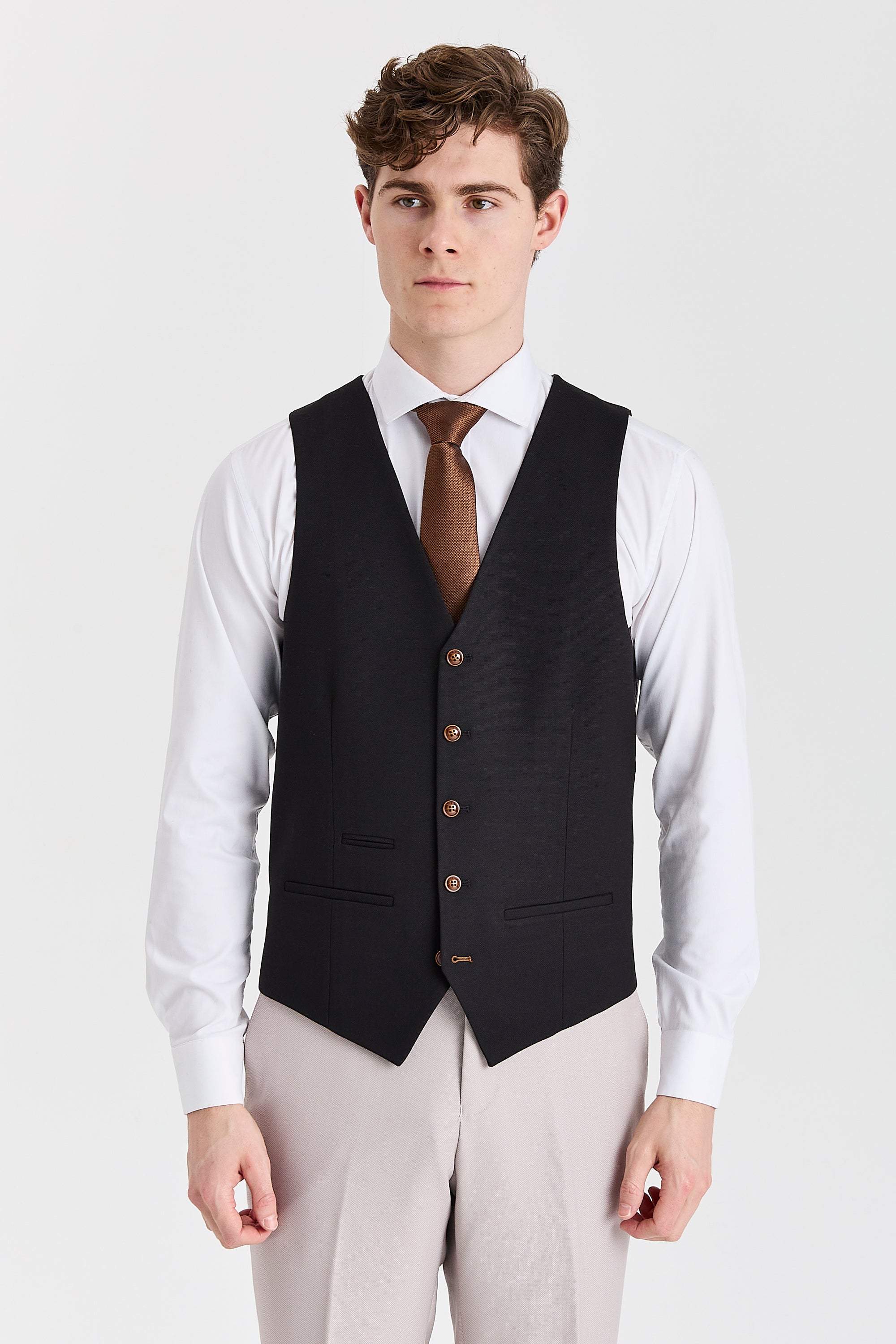 Mayfair Stone Textured Suit With Black Waistcoat