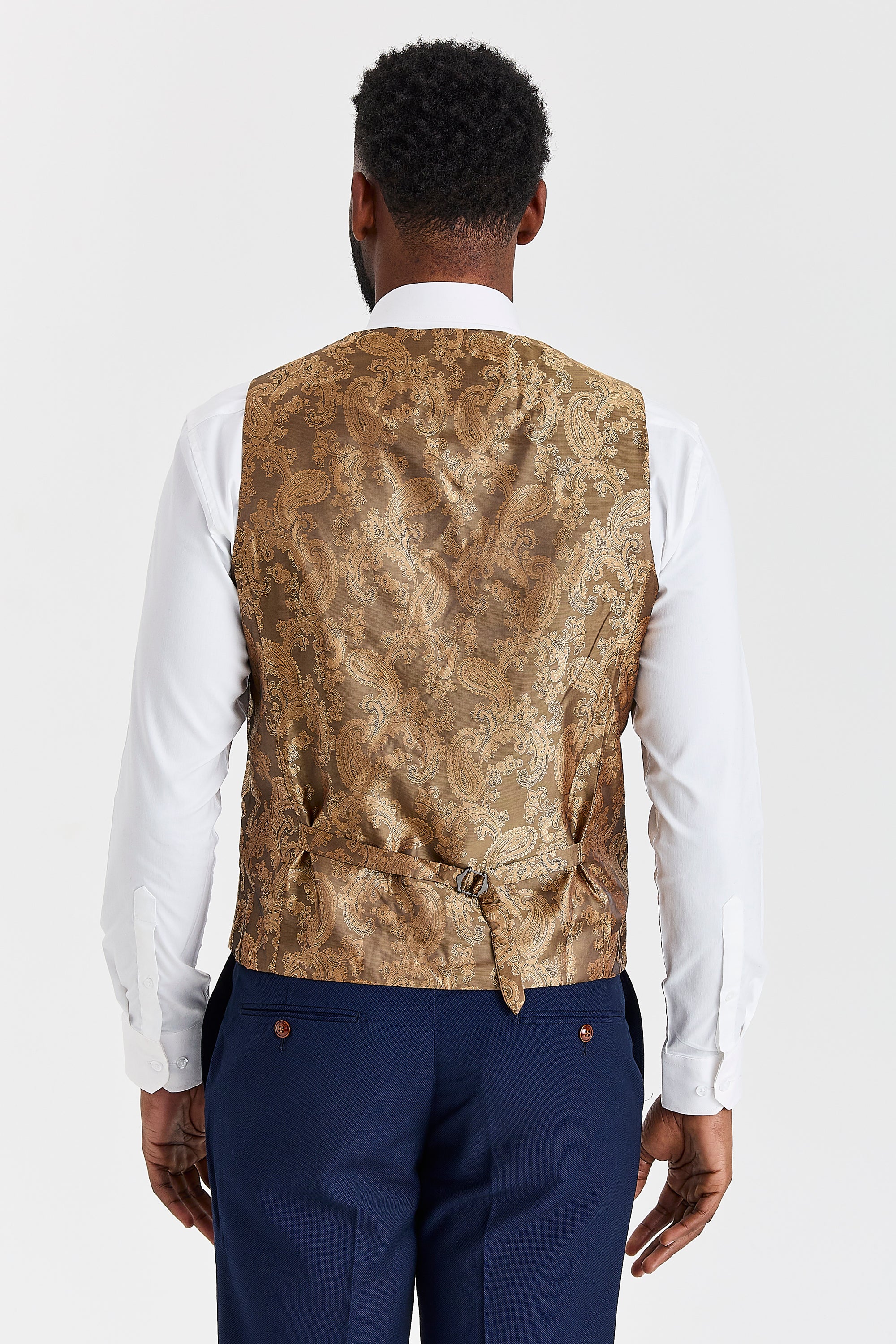 Mayfair Navy Textured Suit with Harris Brown Tweed Waistcoat