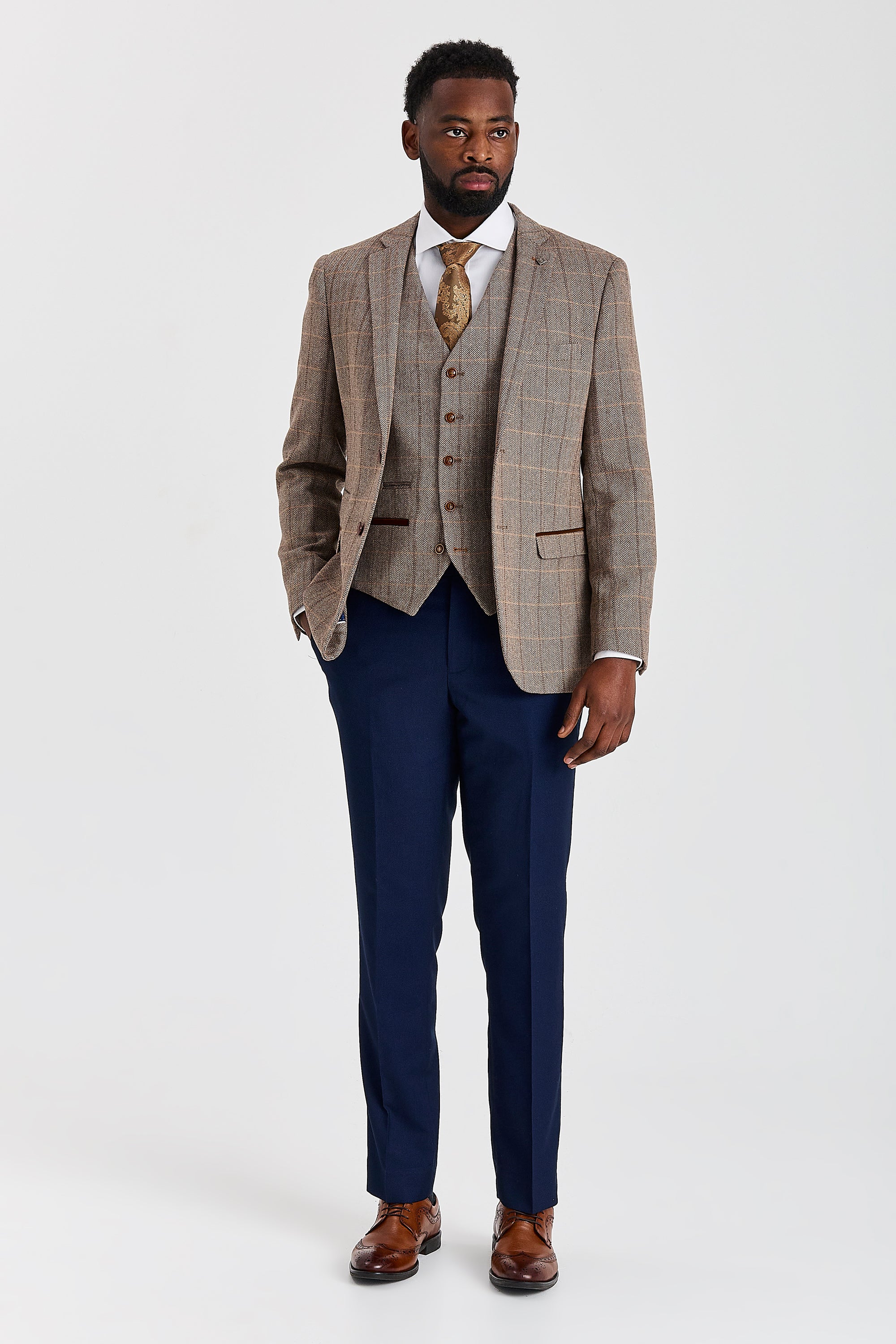 Harris Brown Tweed Suit with Mayfair Navy Trousers