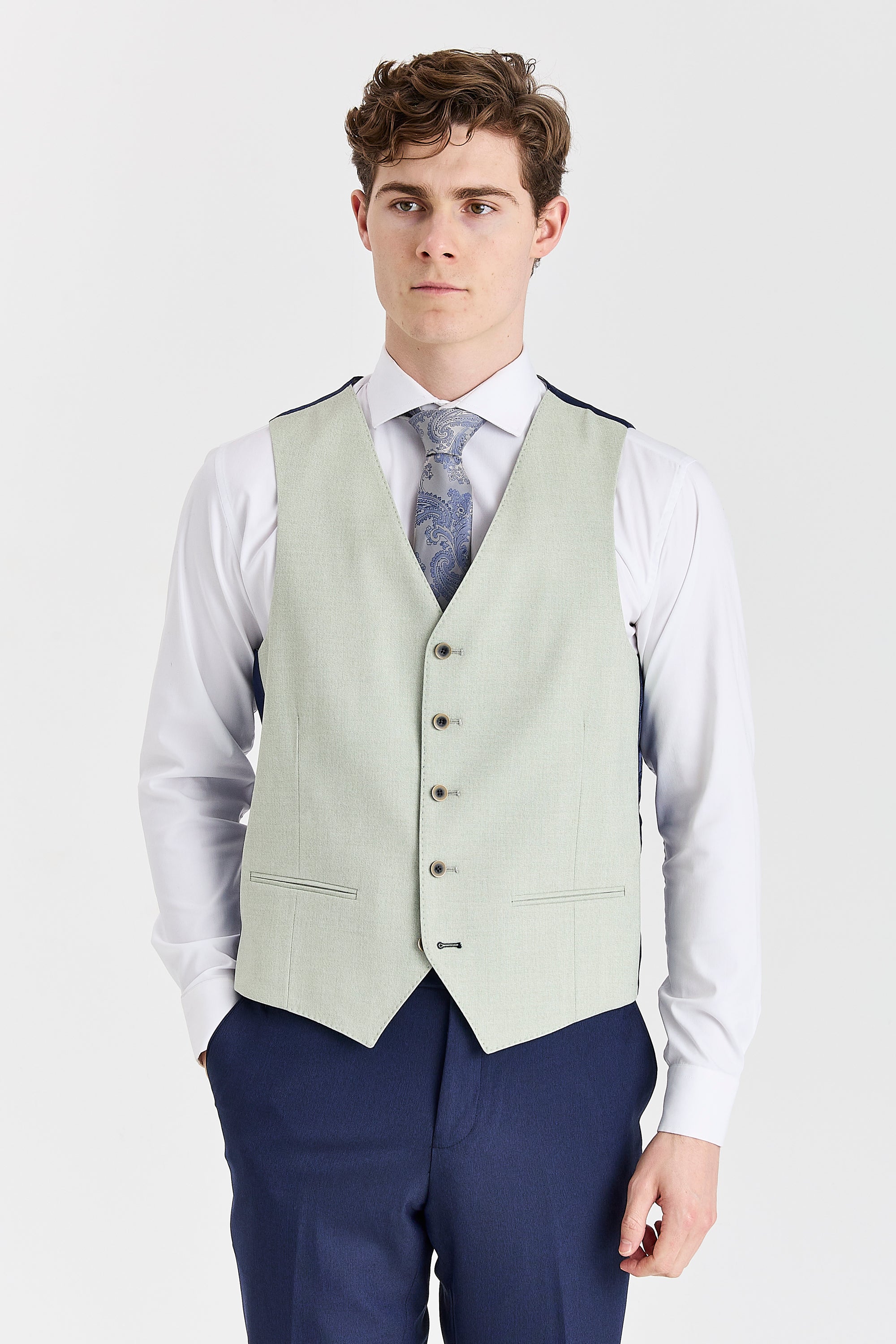 Belmont Navy Suit with Belmont Sage Waistcoat