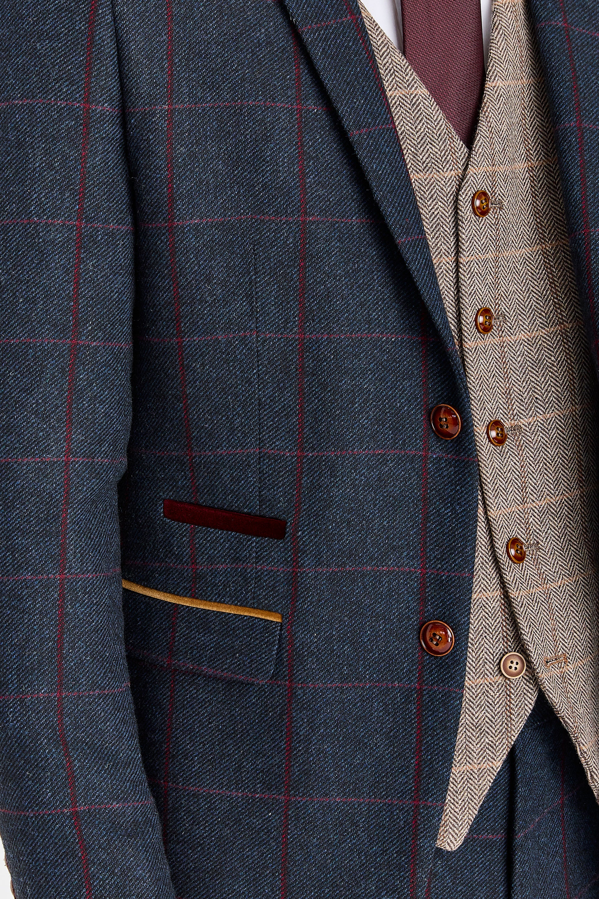 Madrid Navy Suit with Harris Brown Tweed Waistcoat