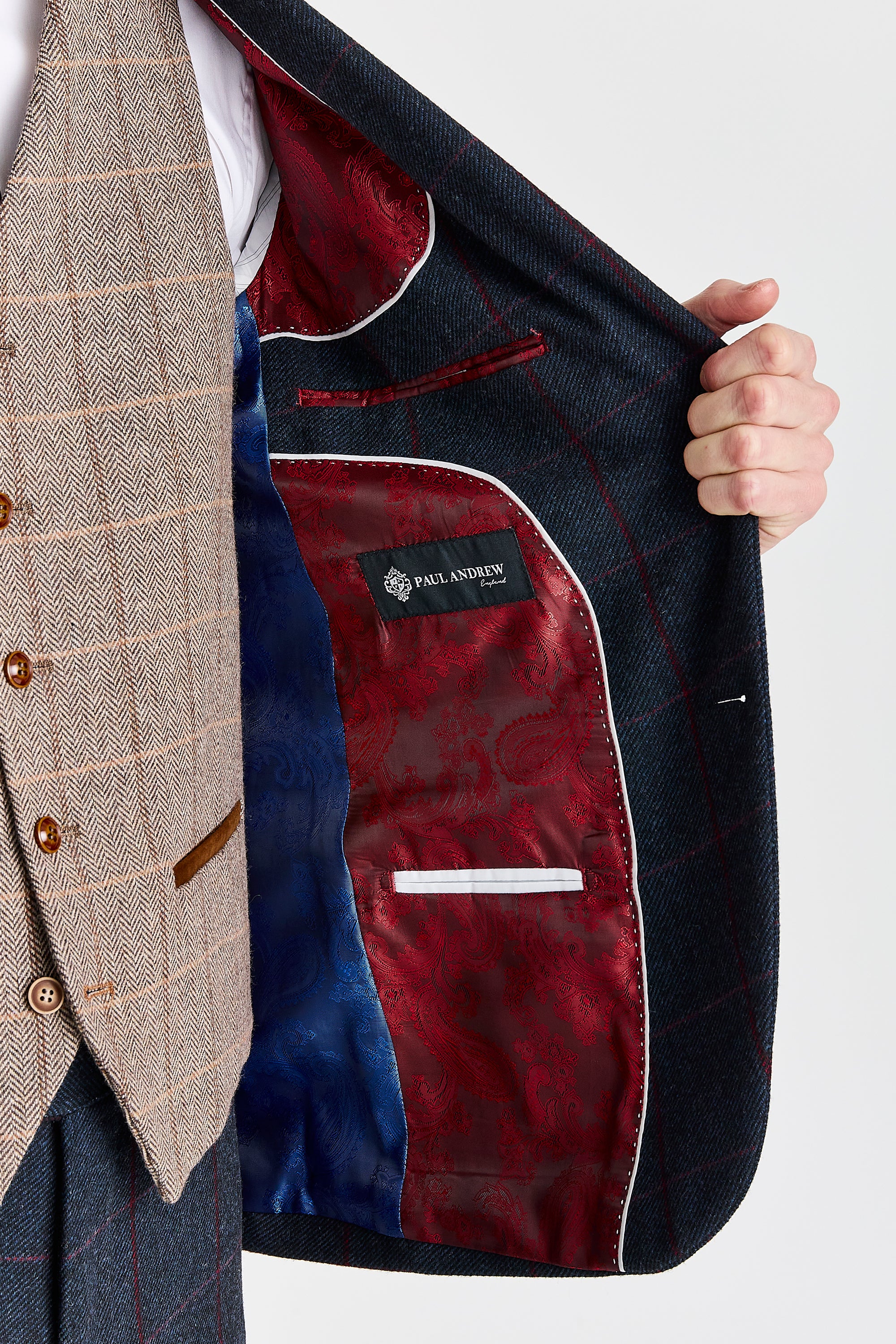 Madrid Navy Suit with Harris Brown Tweed Waistcoat