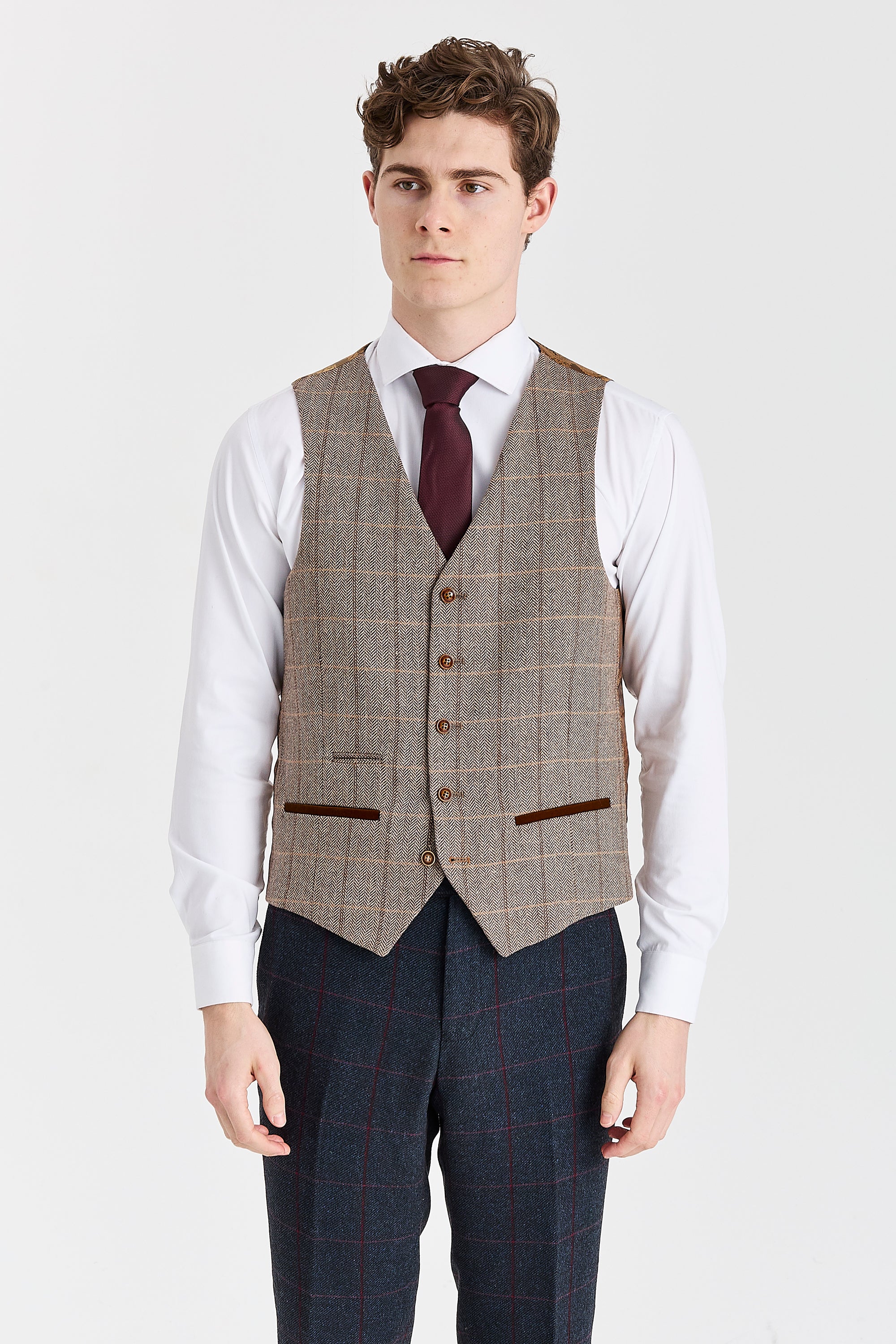 Madrid Navy Suit with Harris Brown Tweed Waistcoat