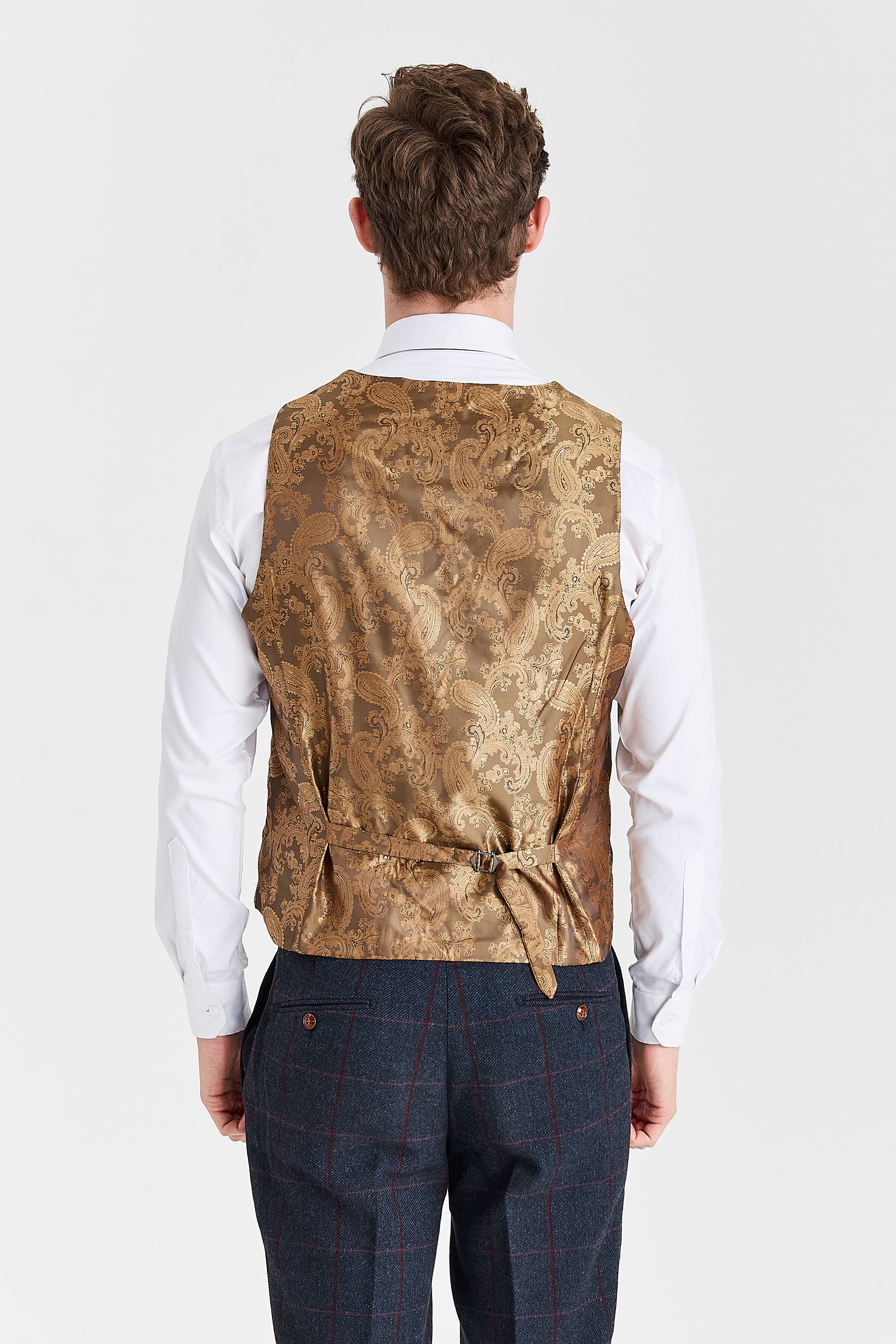 Madrid Navy Suit with Harris Brown Tweed Waistcoat