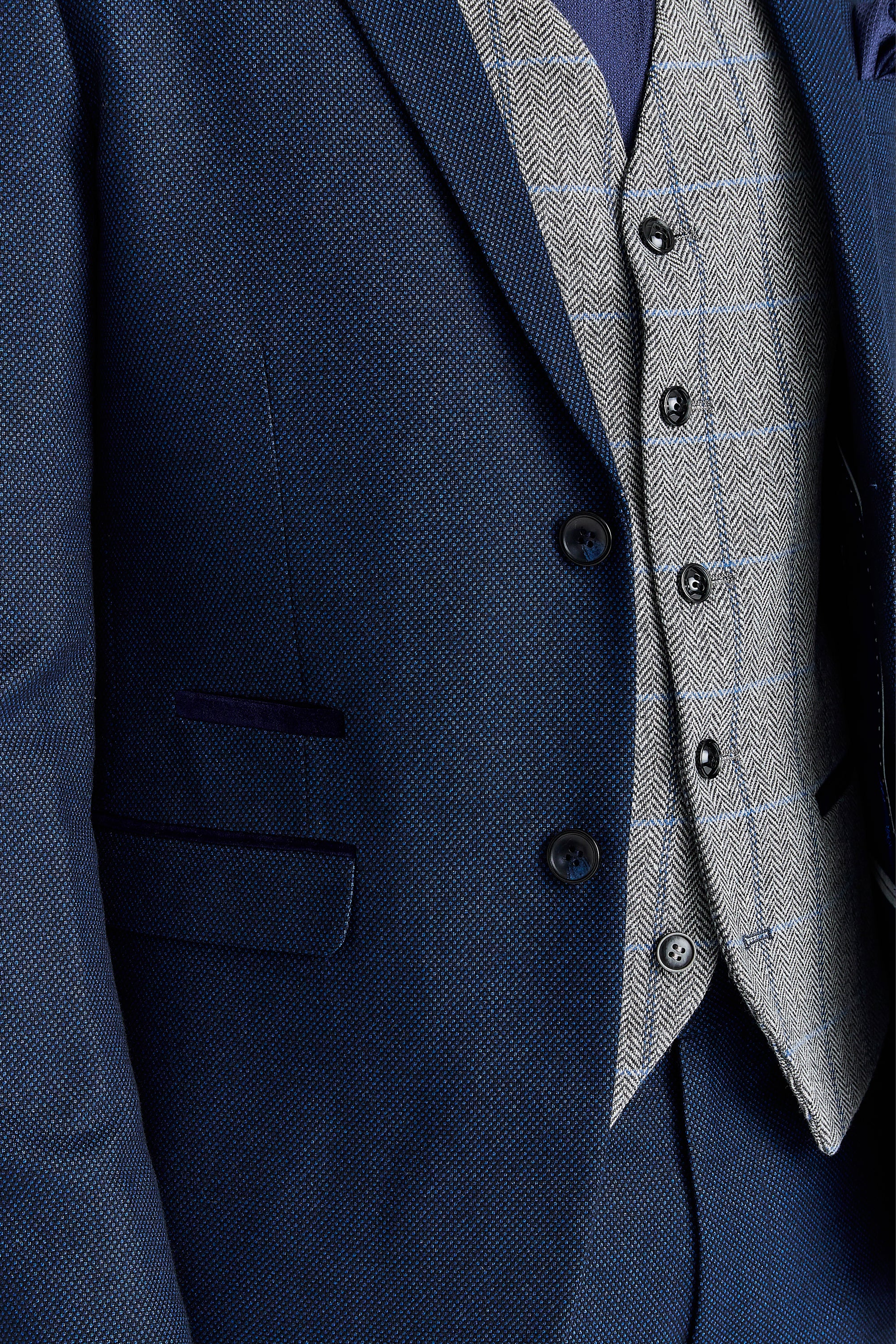 Arthur Navy Suit with Harris Grey Tweed Waistcoat