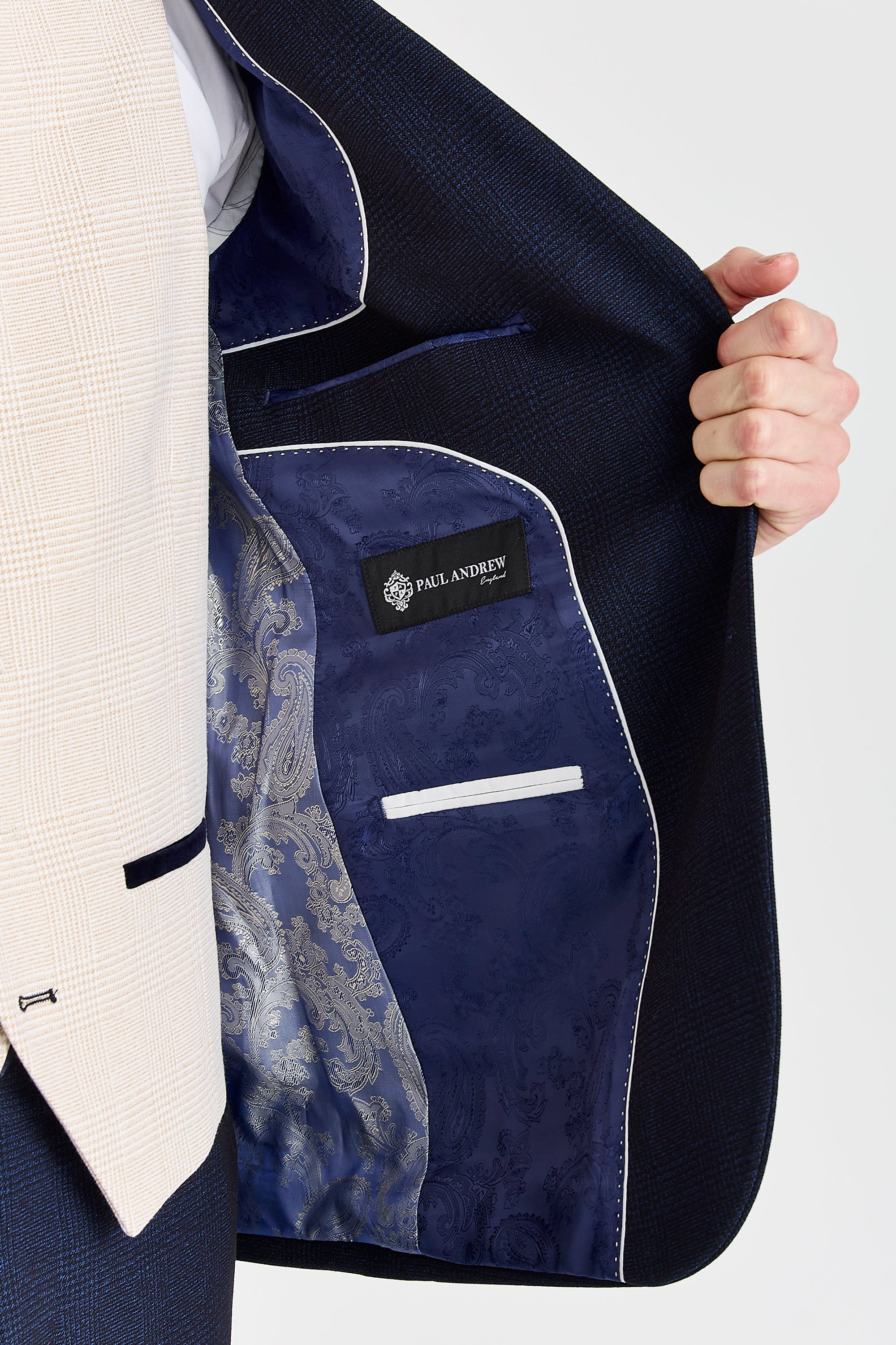 Regent Navy Check Suit with Regent Cream Waistcoat