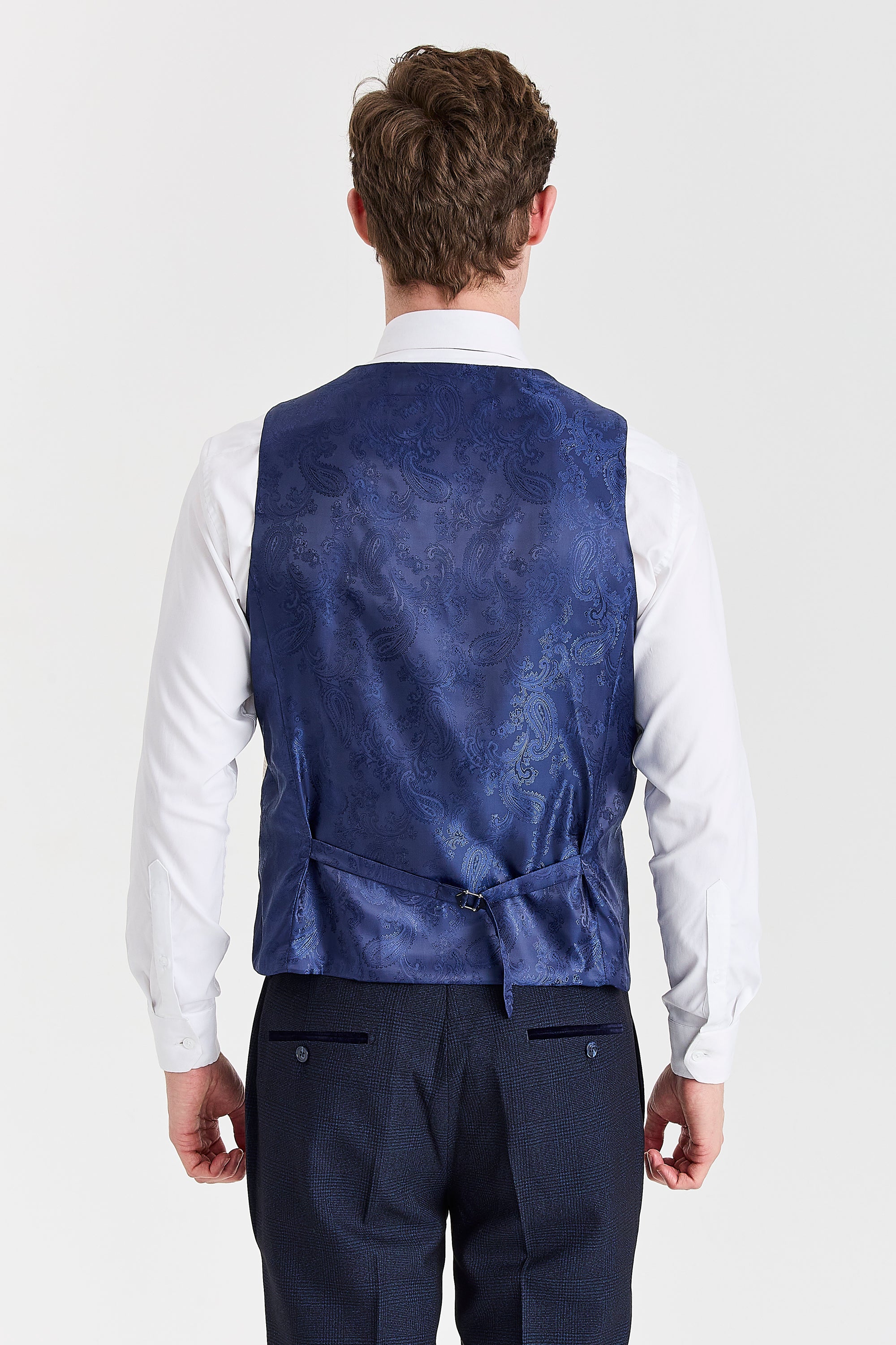 Regent Navy Check Suit with Regent Cream Waistcoat