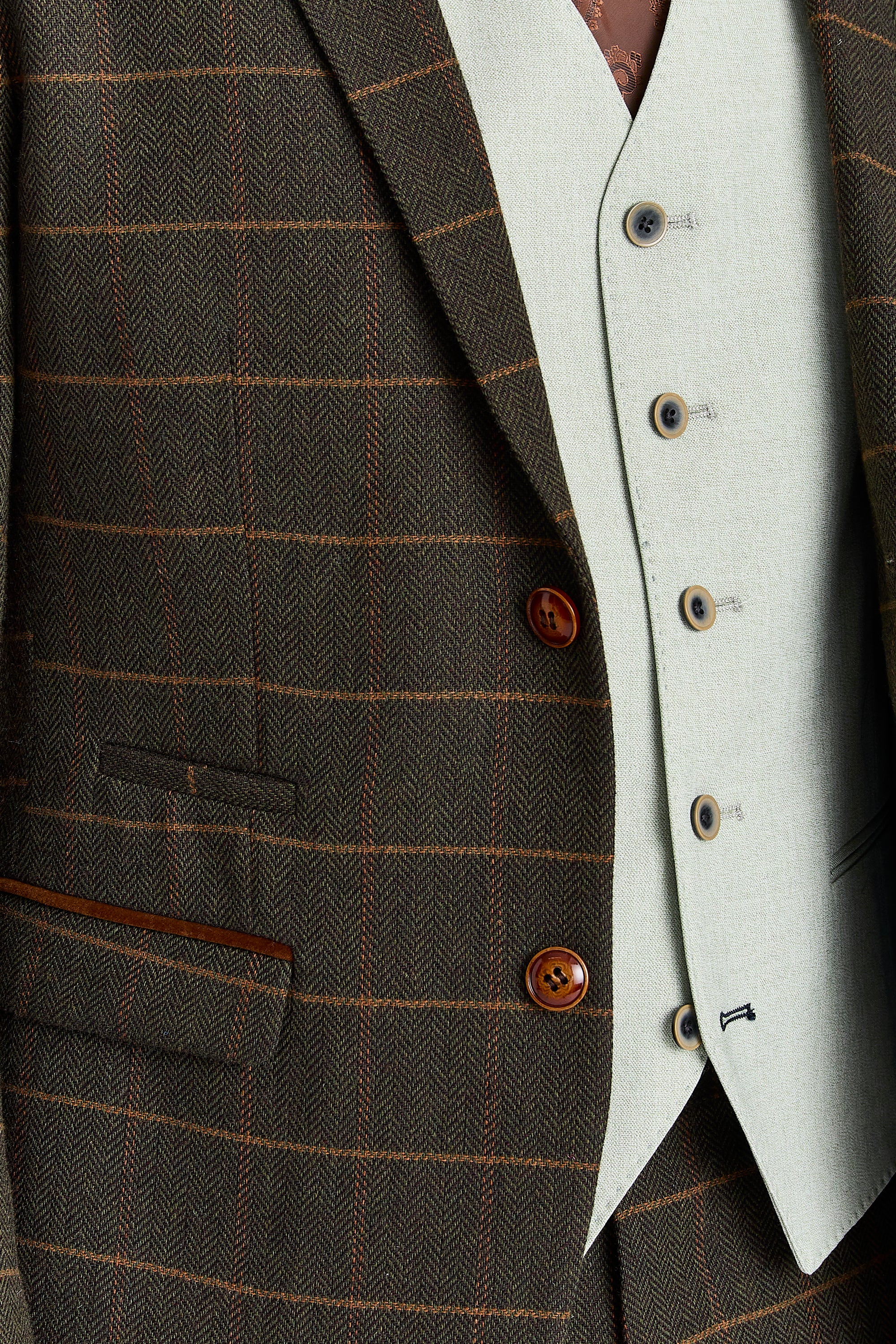 Harris Green Check Tweed Suit with Belmont Sage Waistcoat