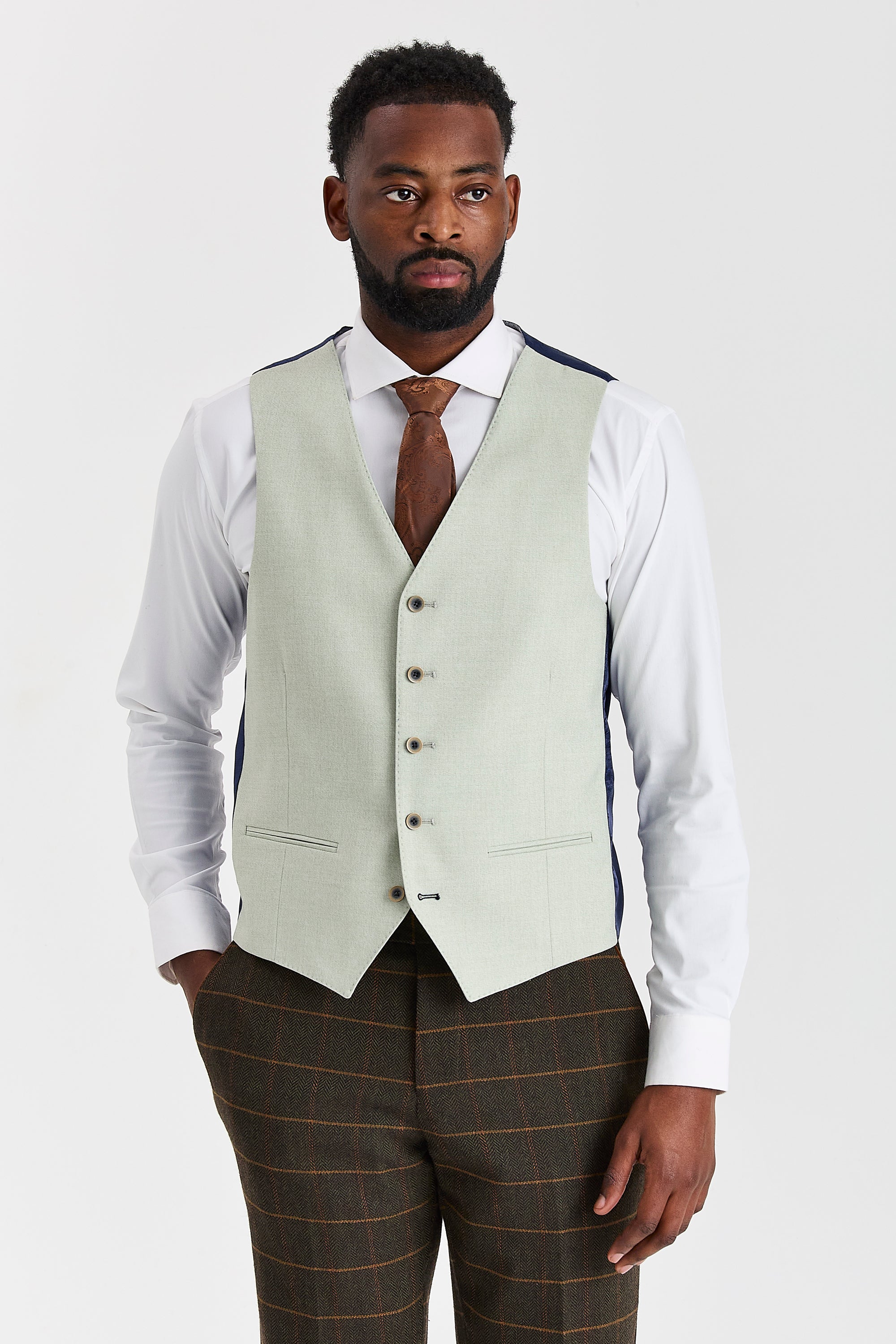 Harris Green Check Tweed Suit with Belmont Sage Waistcoat