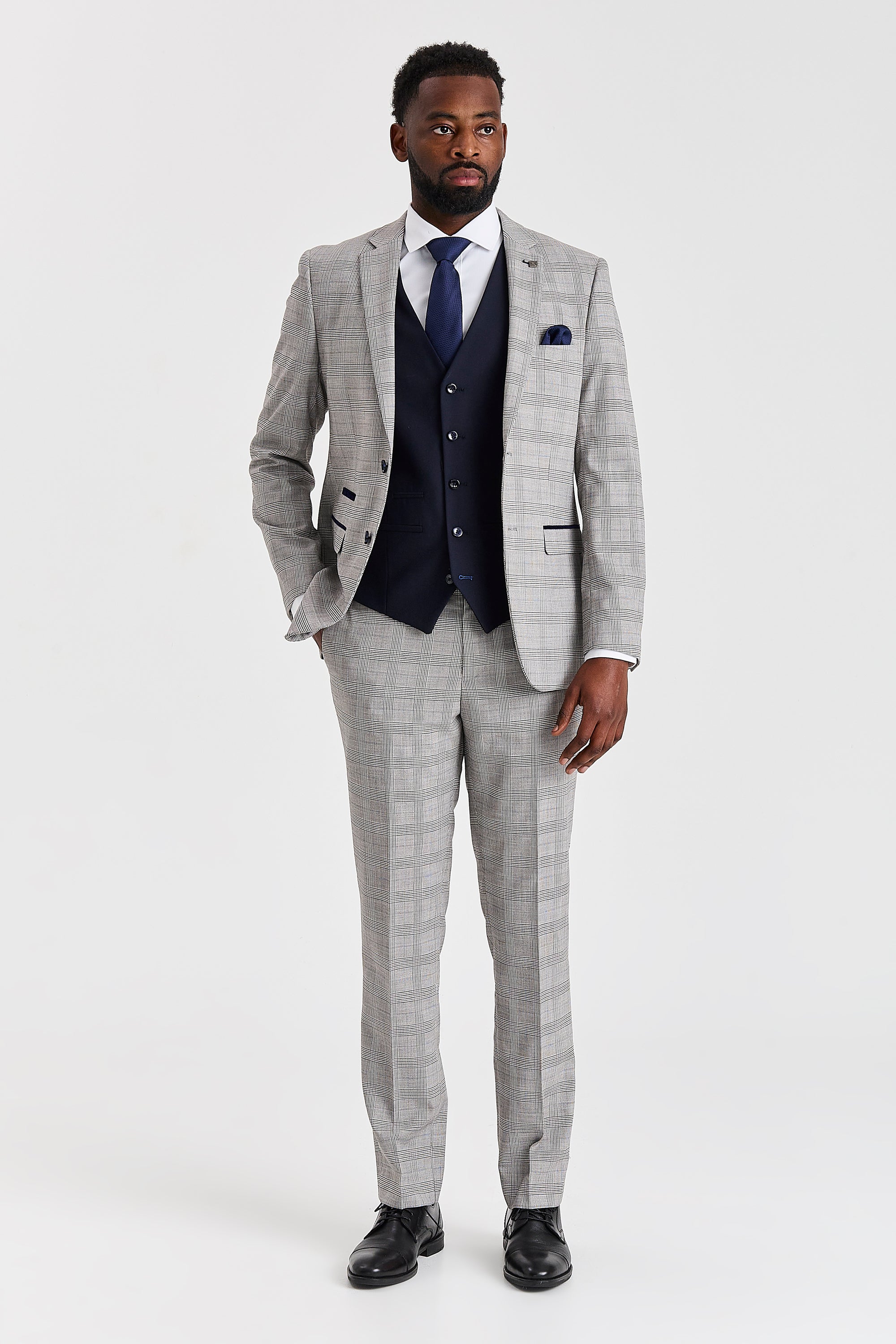 Hugo Grey Suit with Parker Navy Waistcoat