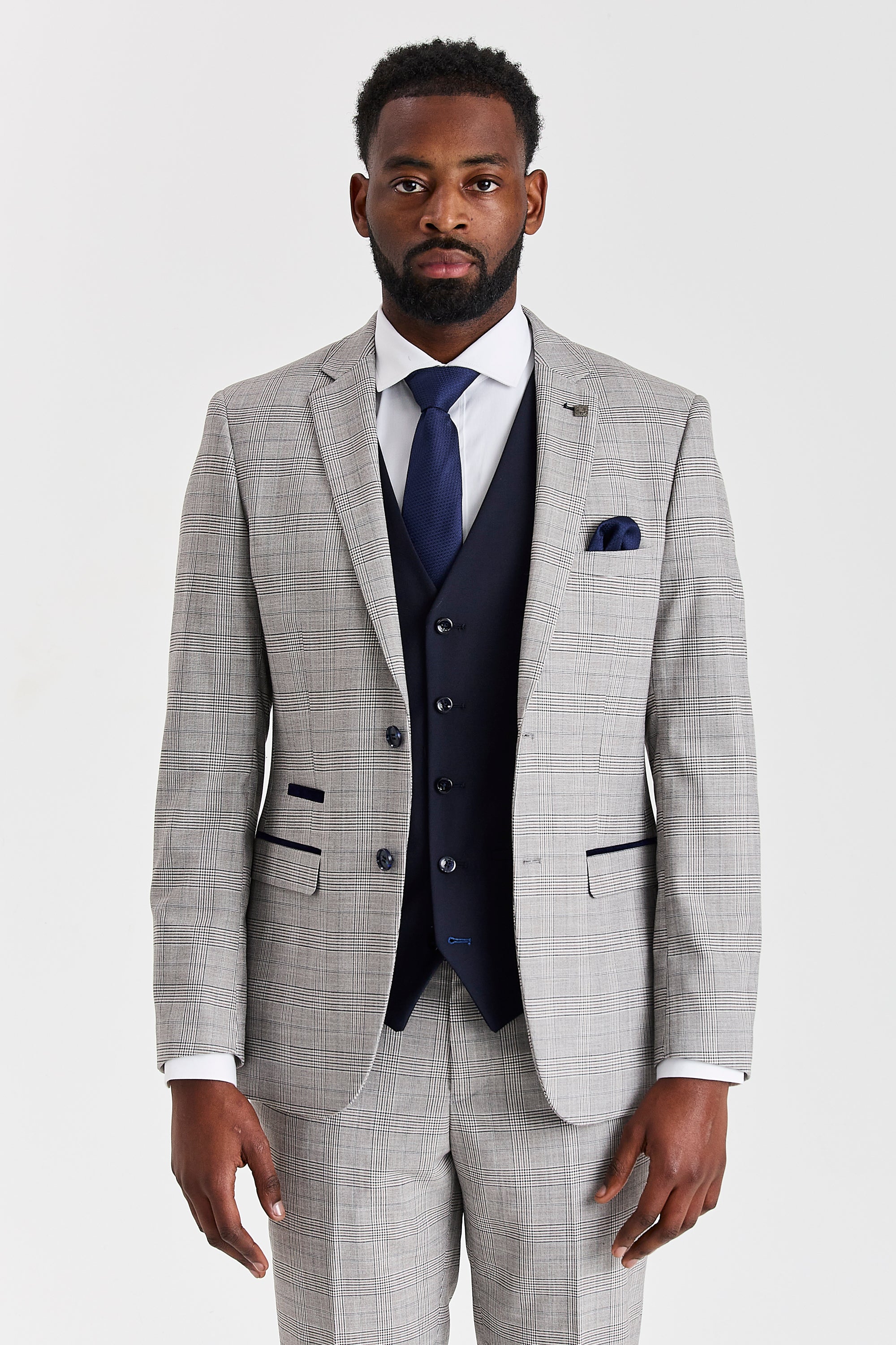 Hugo Grey Suit with Parker Navy Waistcoat