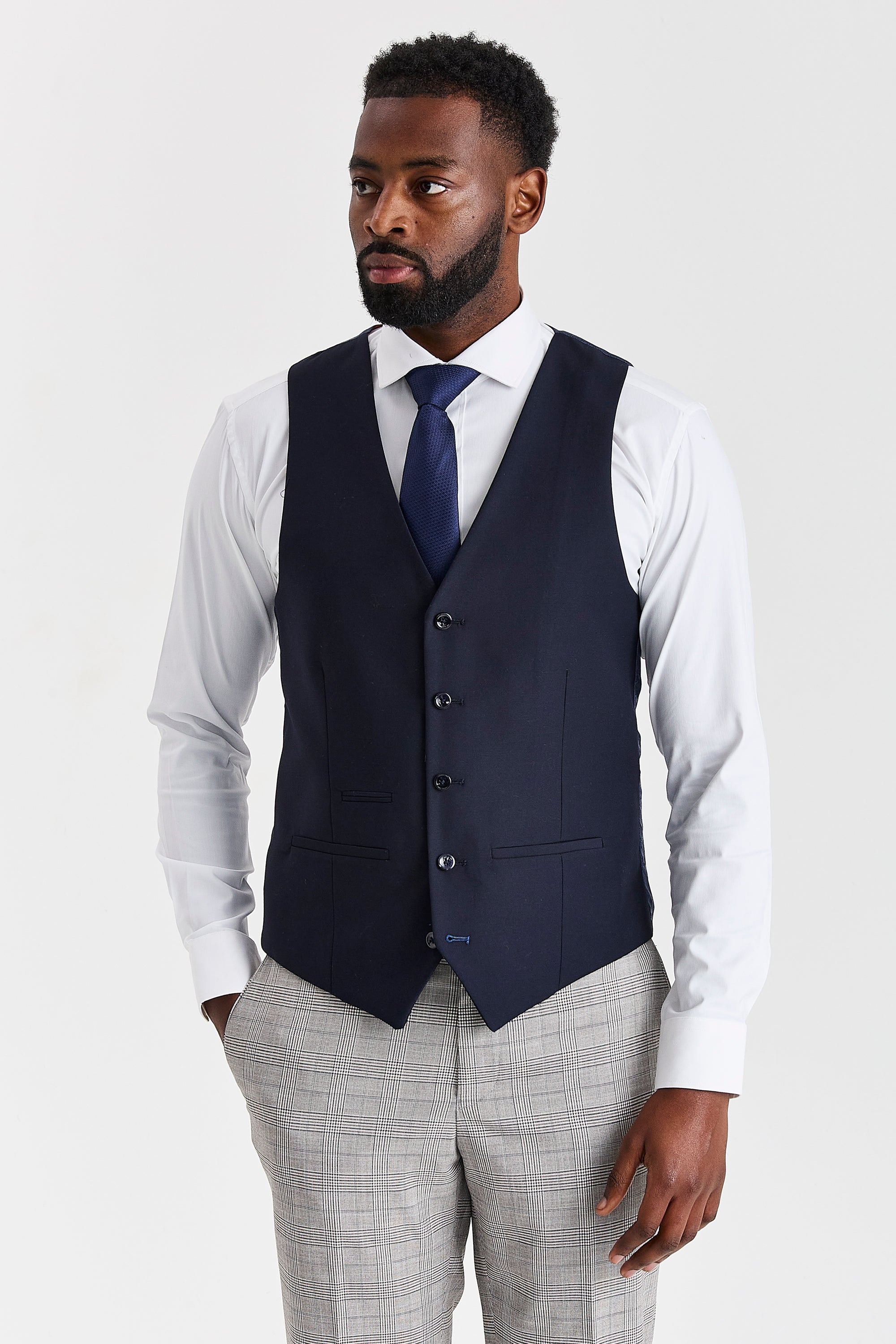 Hugo Grey Suit with Parker Navy Waistcoat