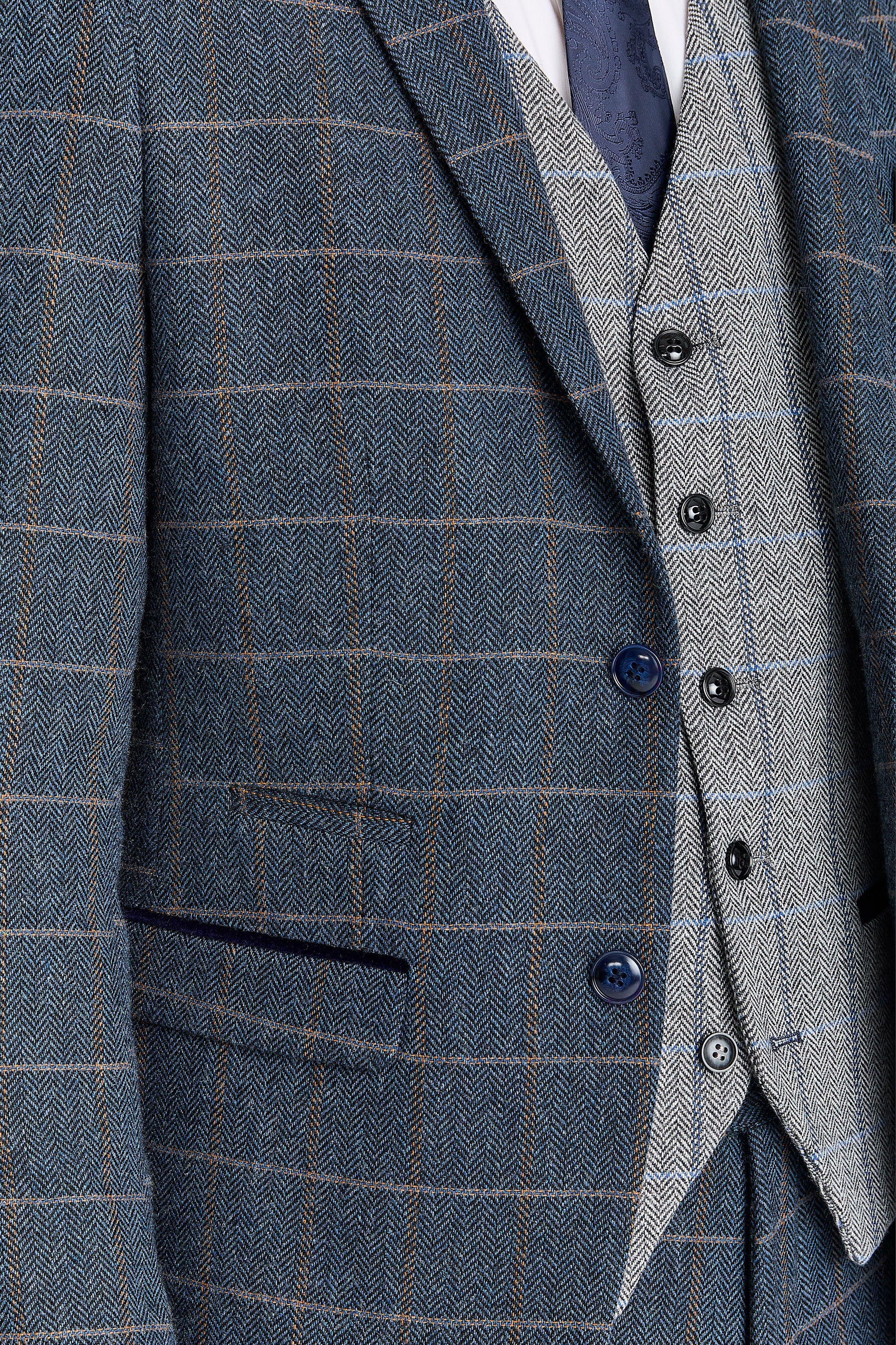Harris Navy Tweed Suit with Harris Grey Tweed Waistcoat