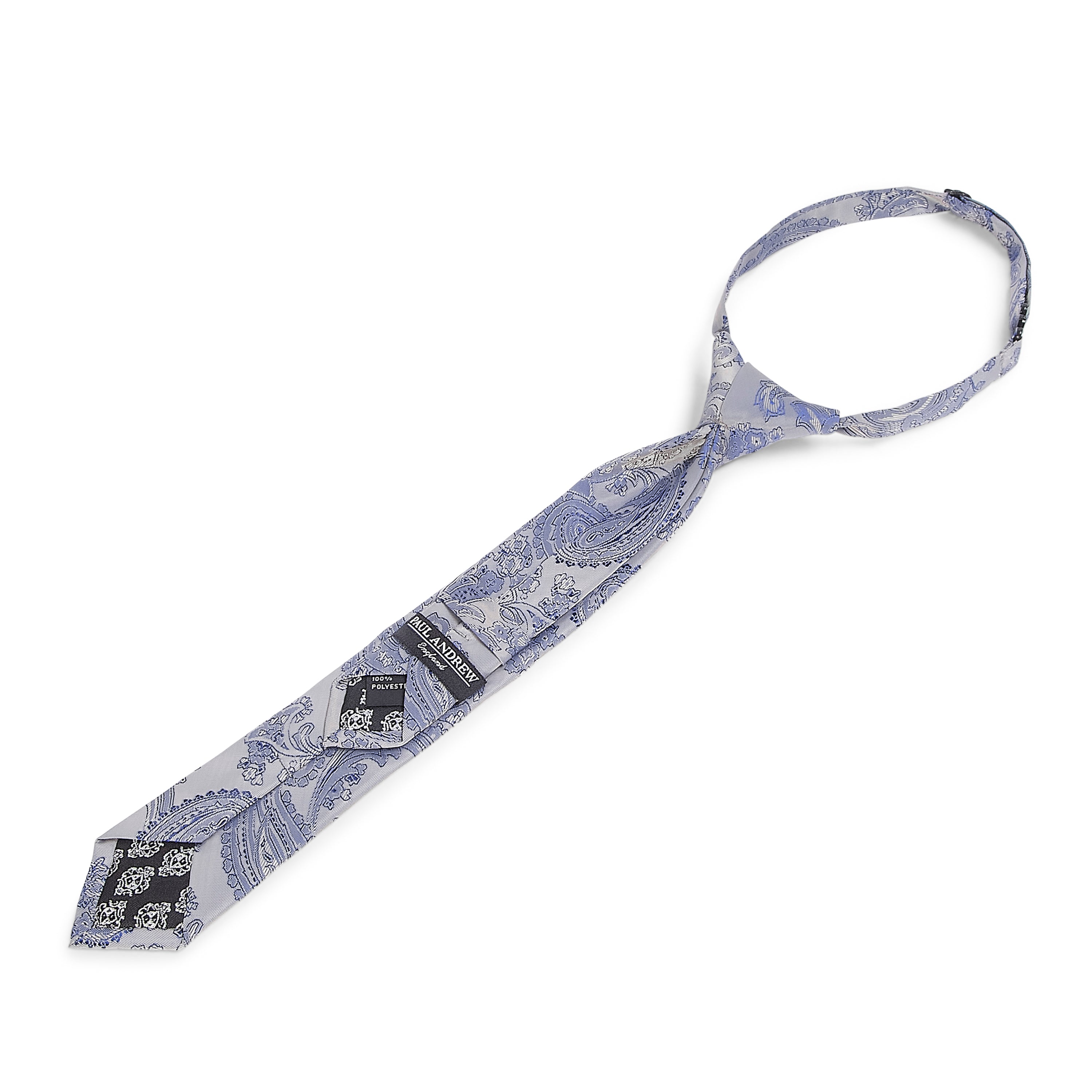 Boy's Silver & Blue Paisley Tie