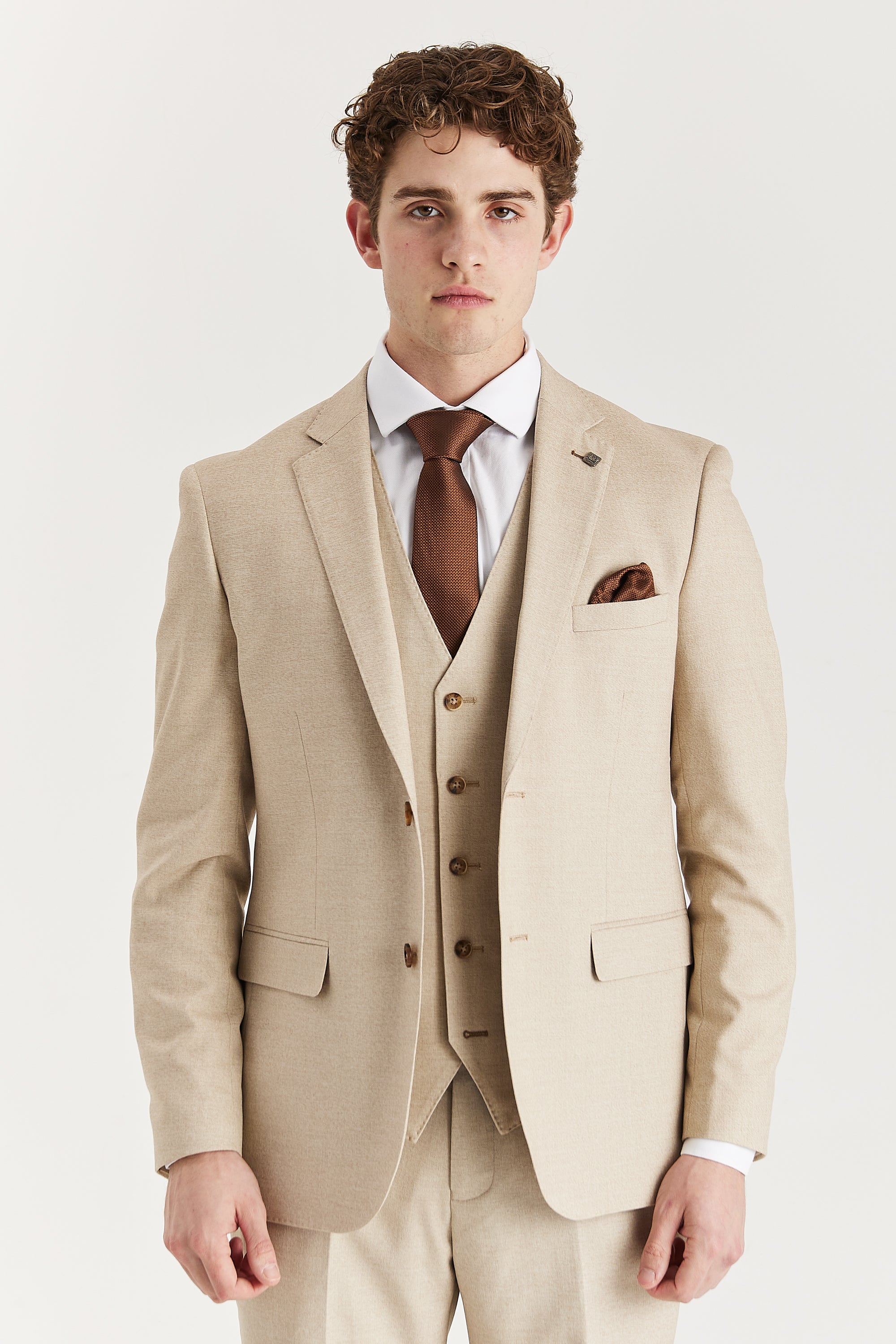 Belmont Beige Men's Three Piece Suit