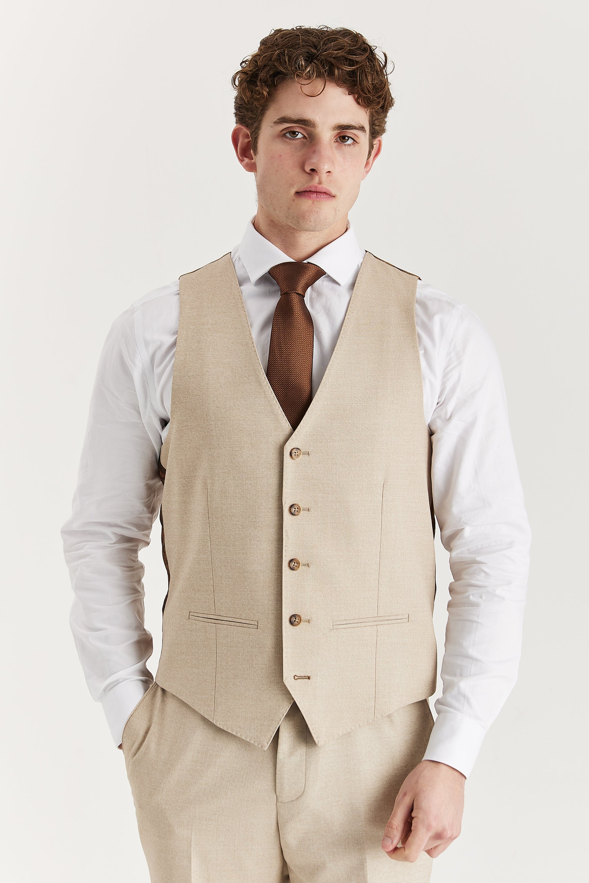 Belmont - Men's Beige Waistcoat