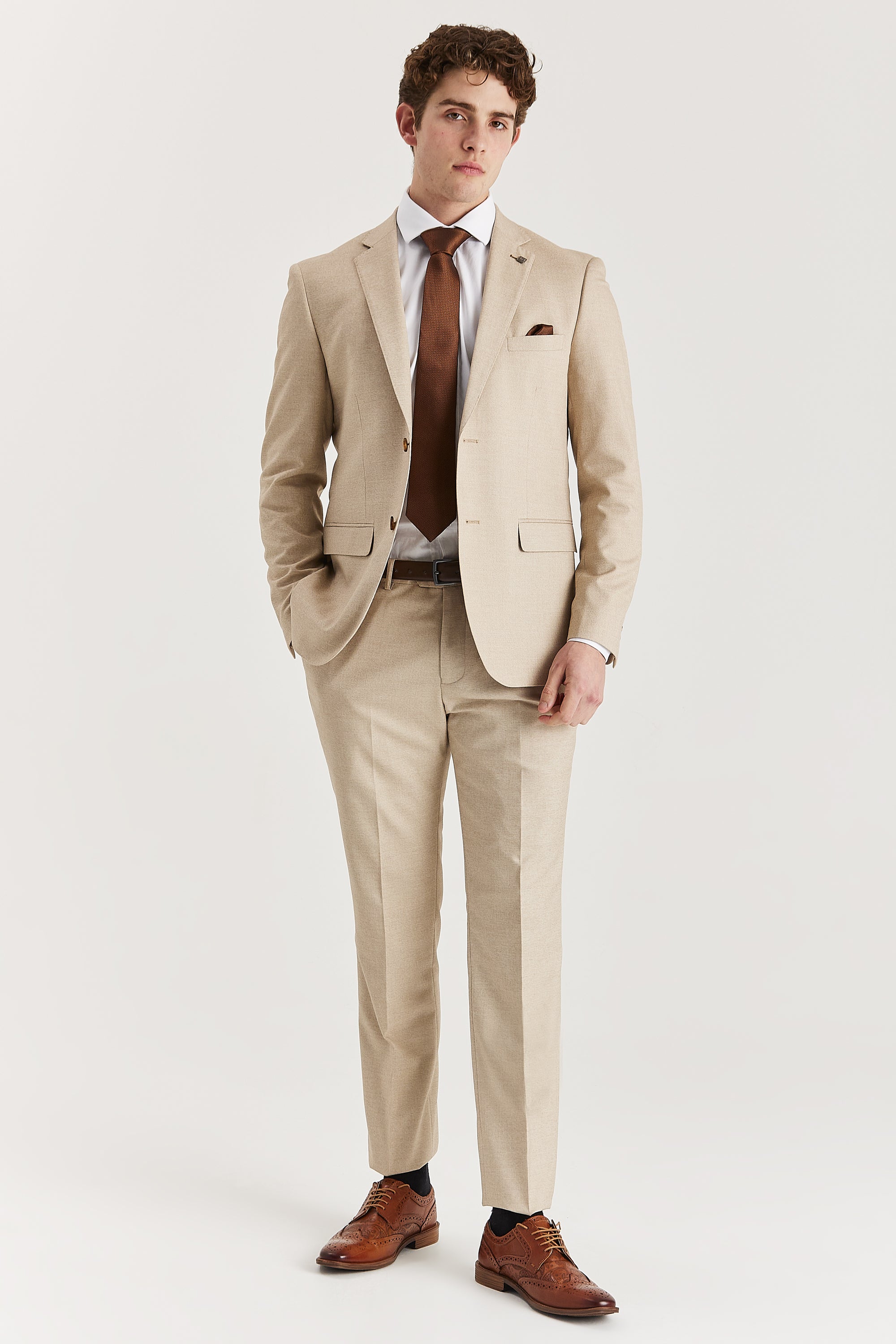 Kurt Beige Men's Two Piece Suit