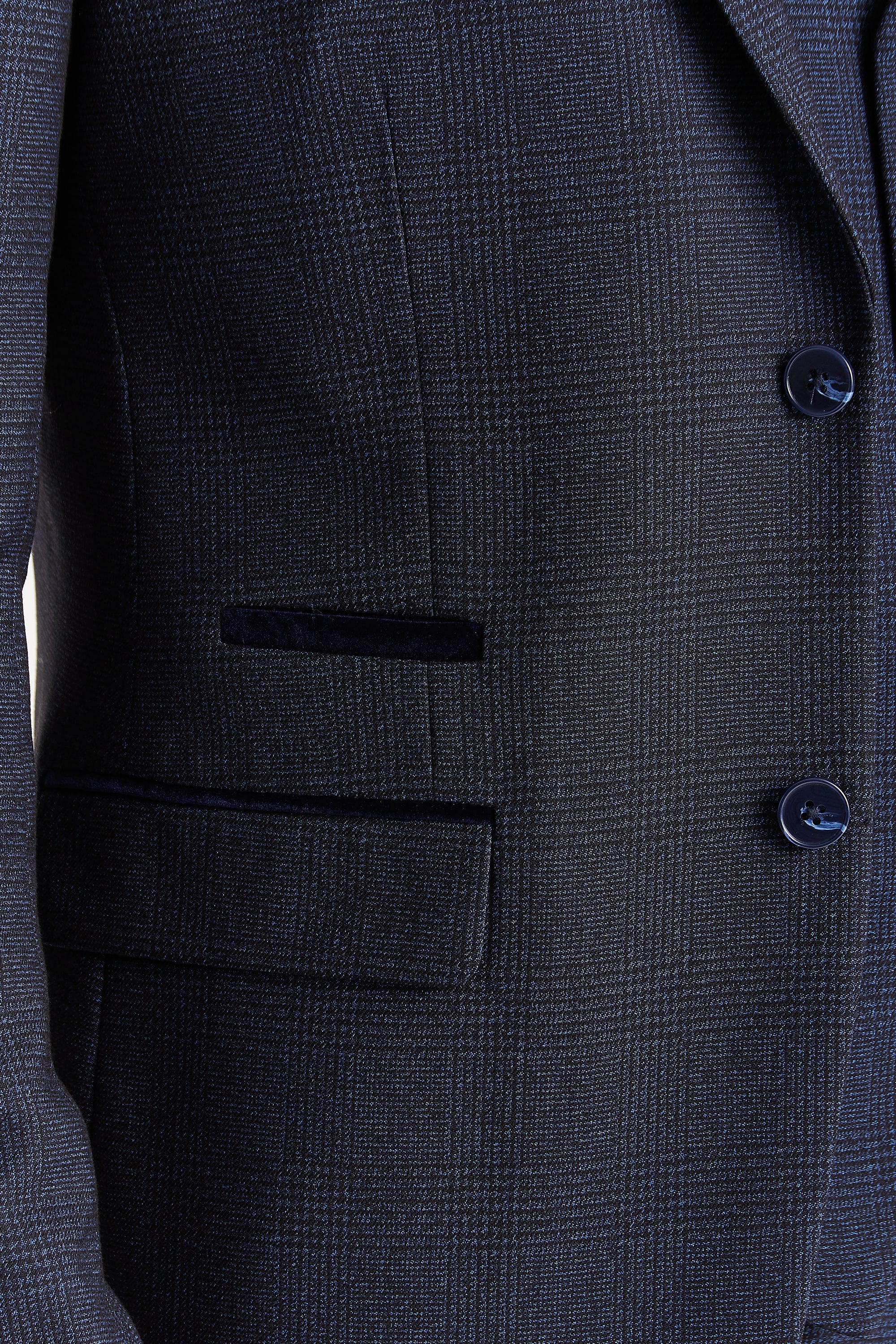 Regent Navy Check Three Piece Suit