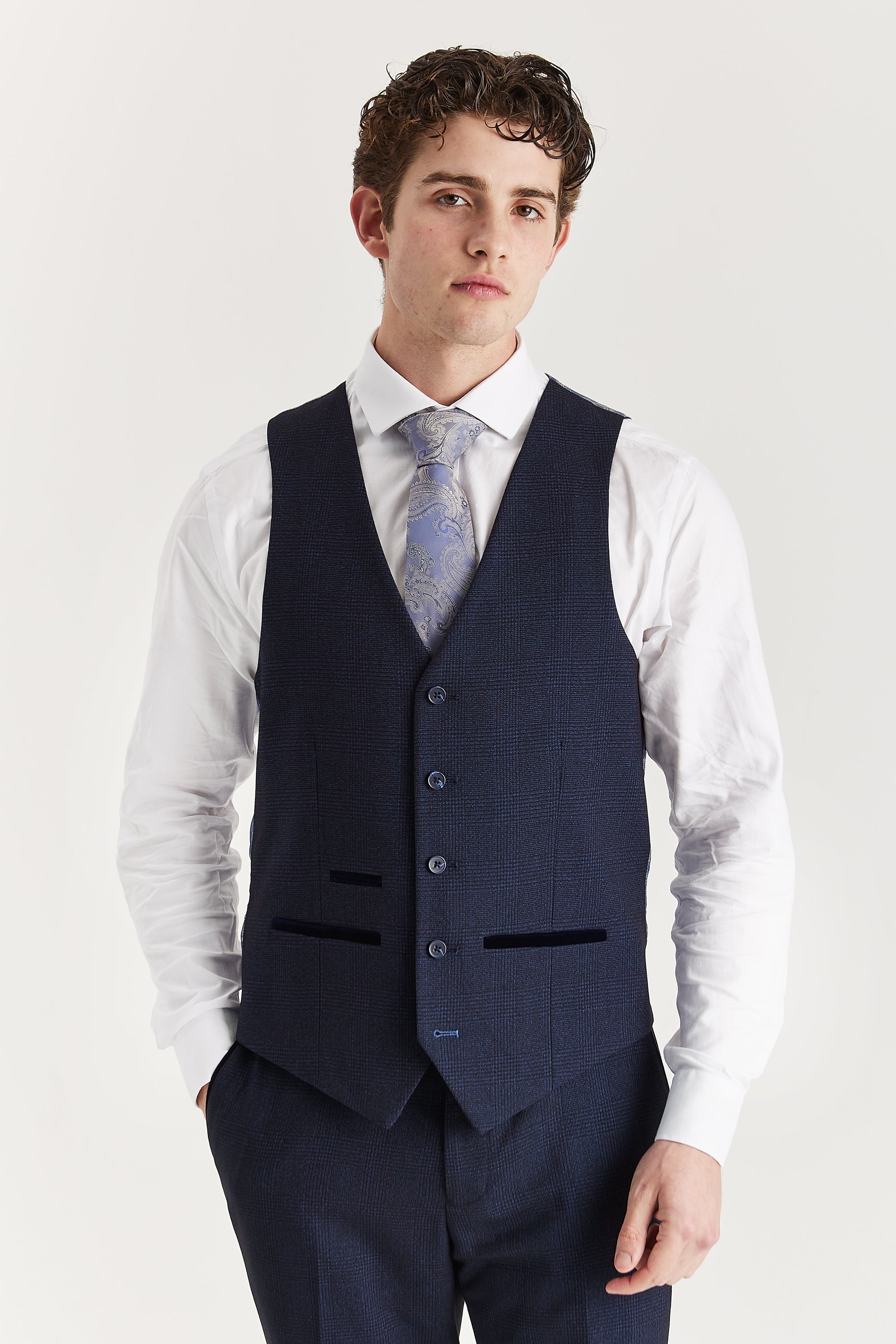 Regent - Men's Navy Check Waistcoat