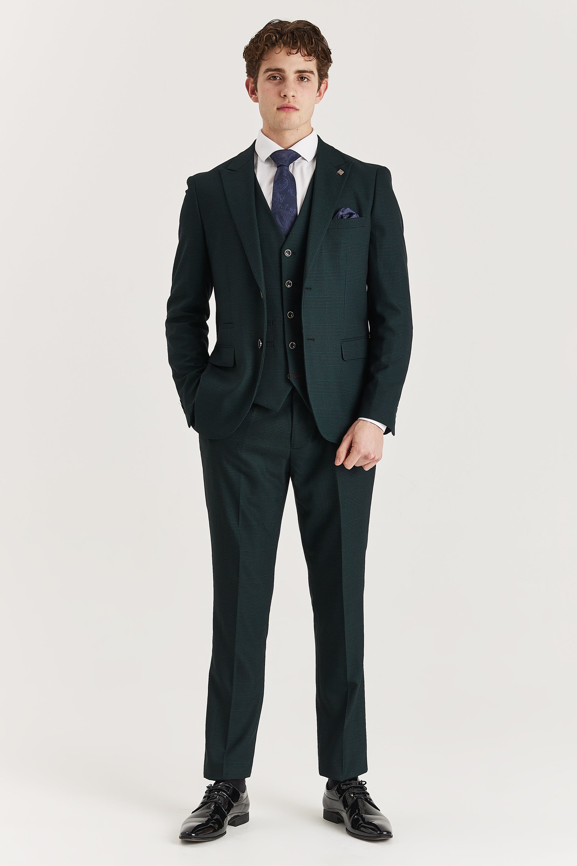 Jasper Green Check Three Piece Suit