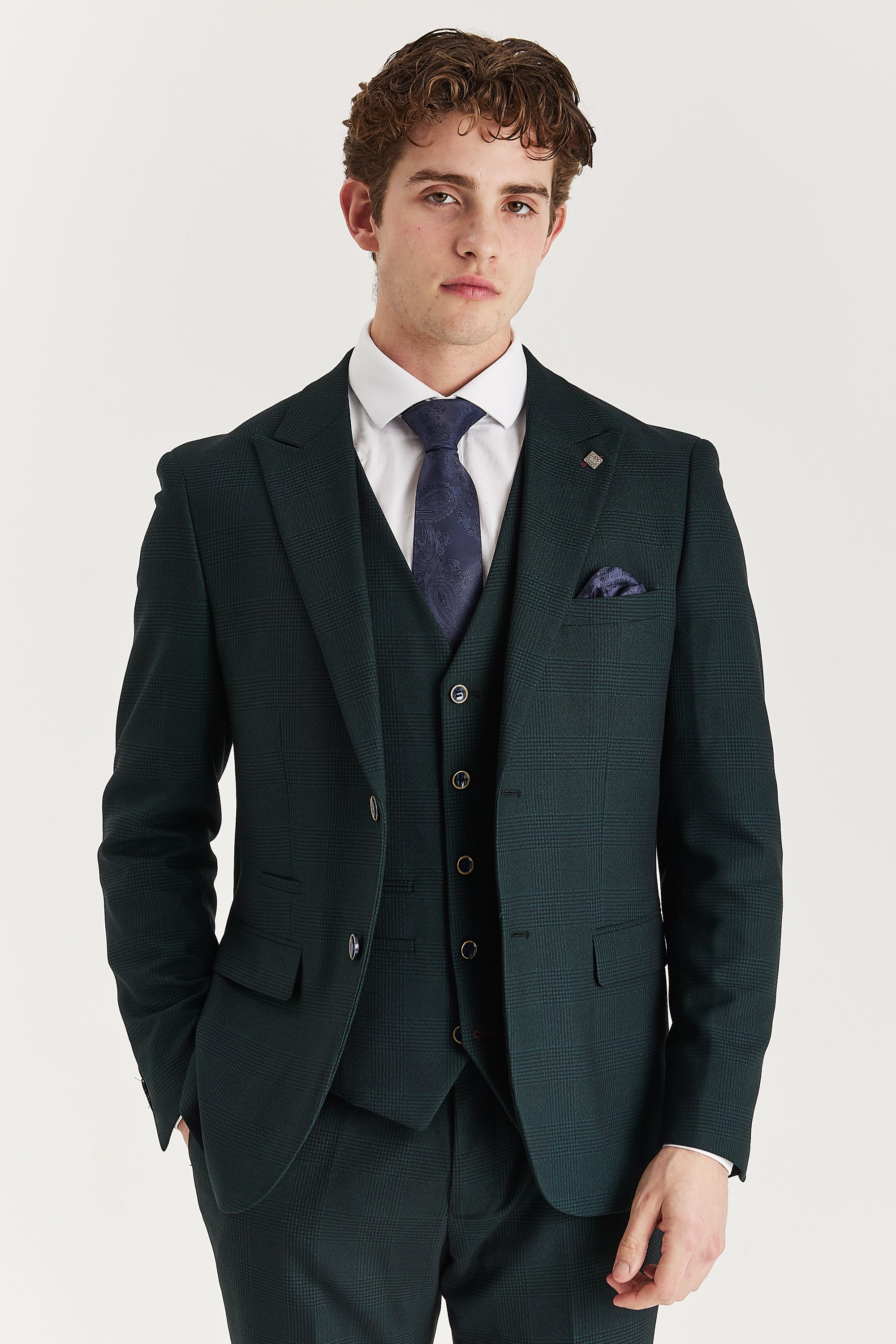 Jasper Green Check Three Piece Suit